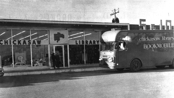 historic image of the old bookmobile