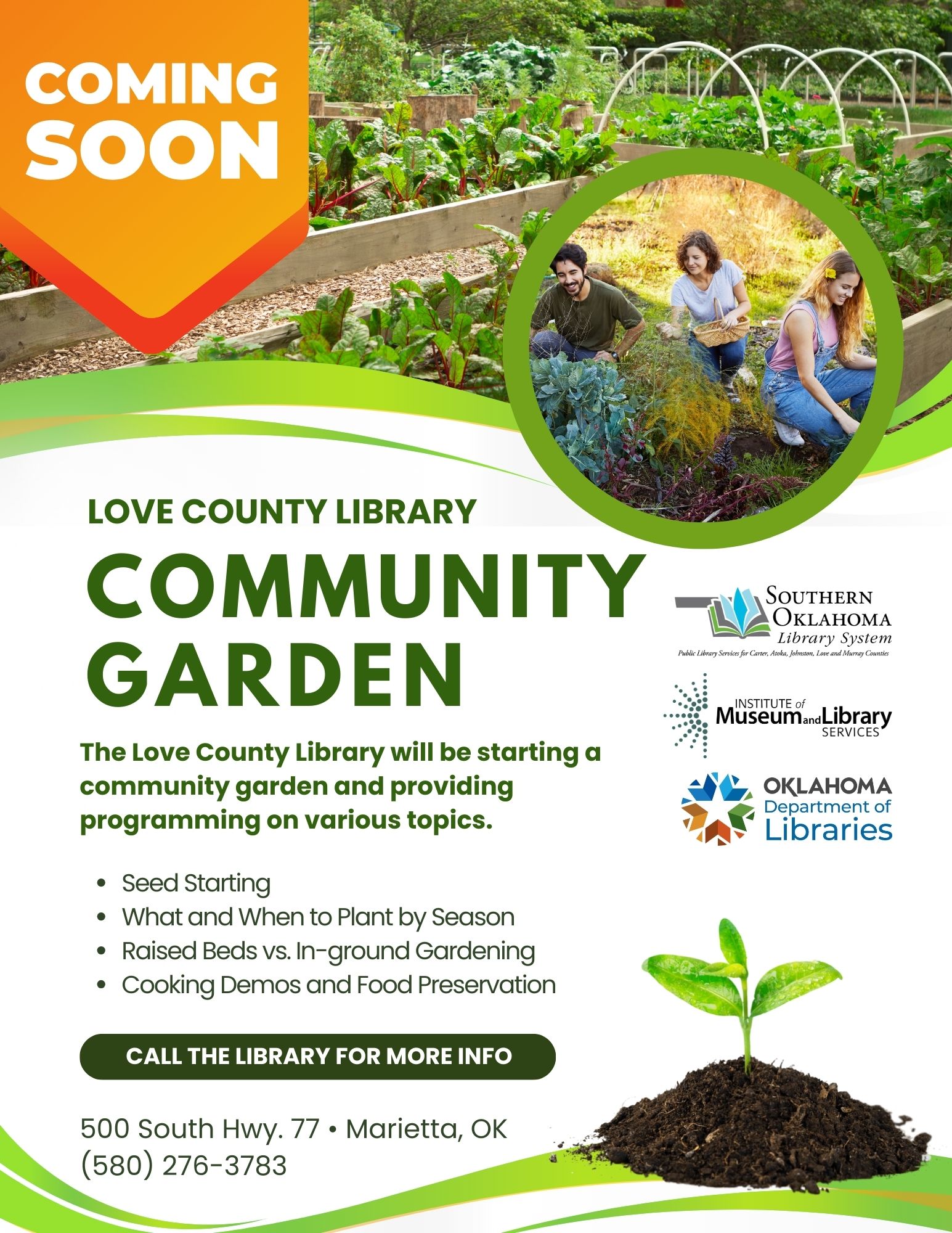Community Garden Coming Soon LCL Flyer