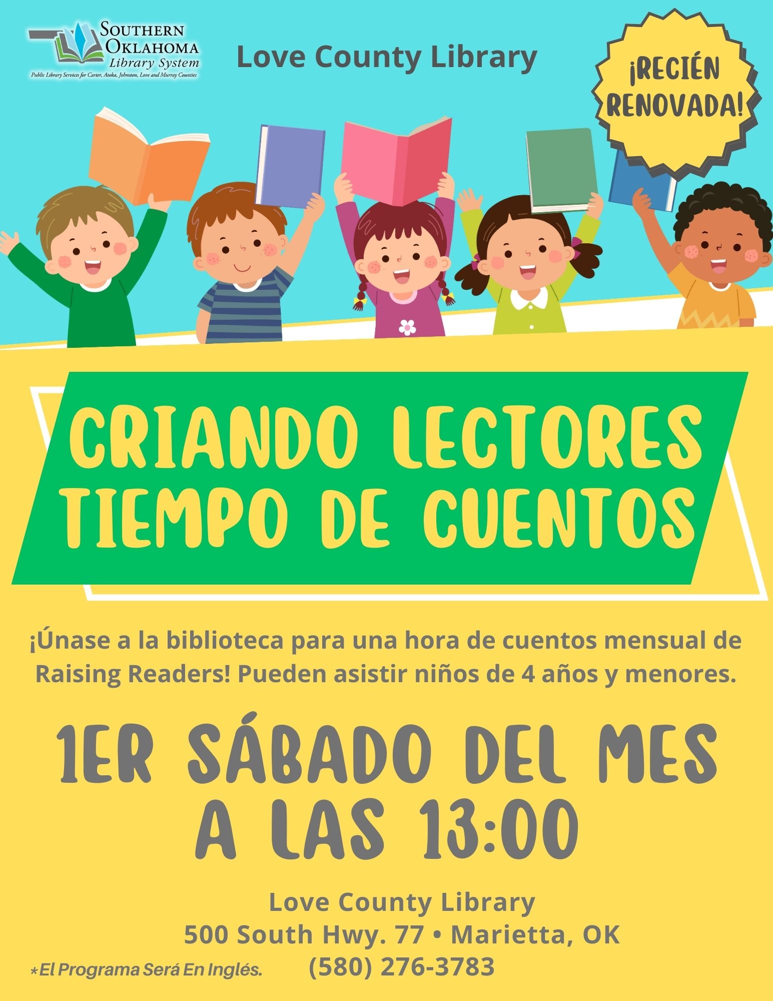 Raising Readers Storytime Updated 2024 LCL Flyer Spanish
