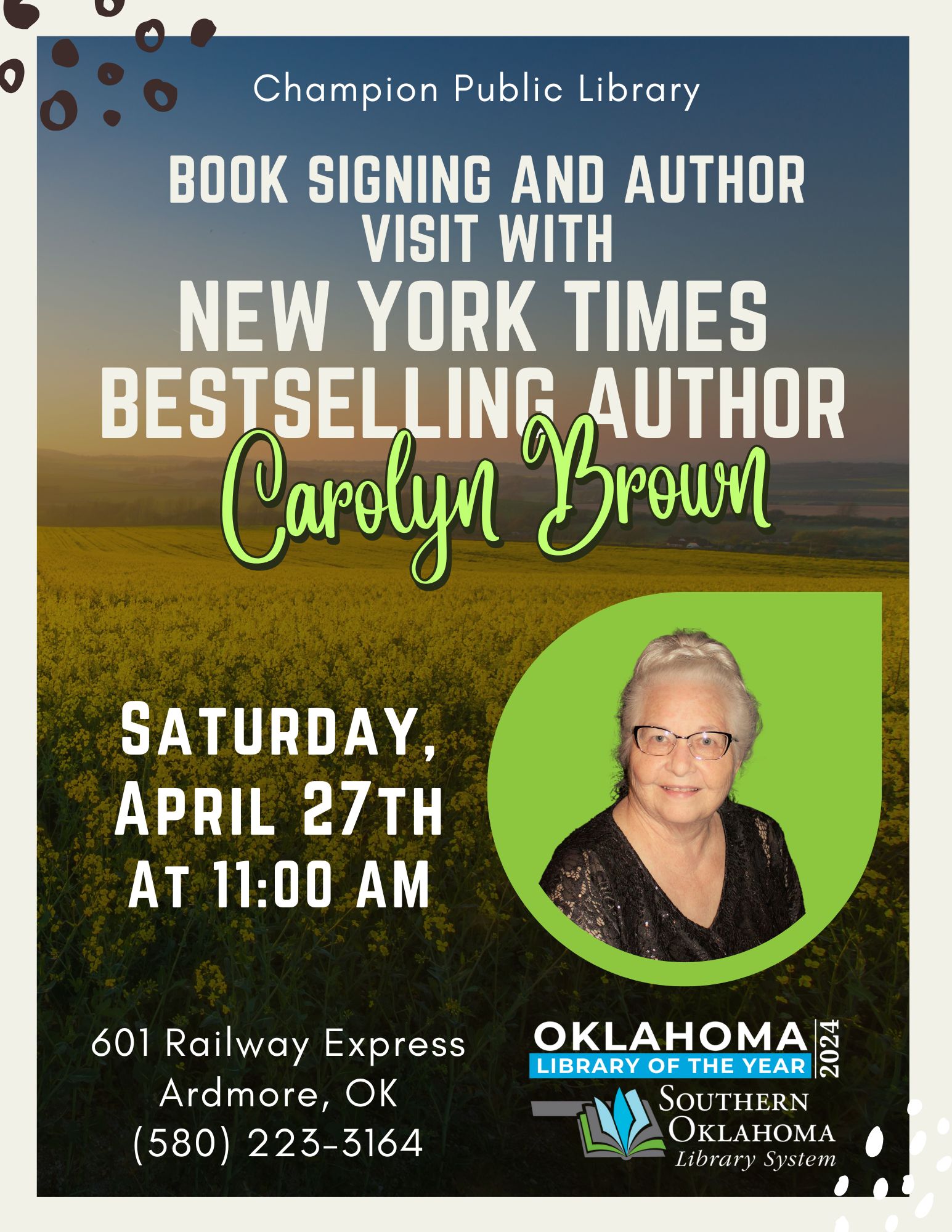 Carolyn Brown Book Signing Flyer CPL 2024