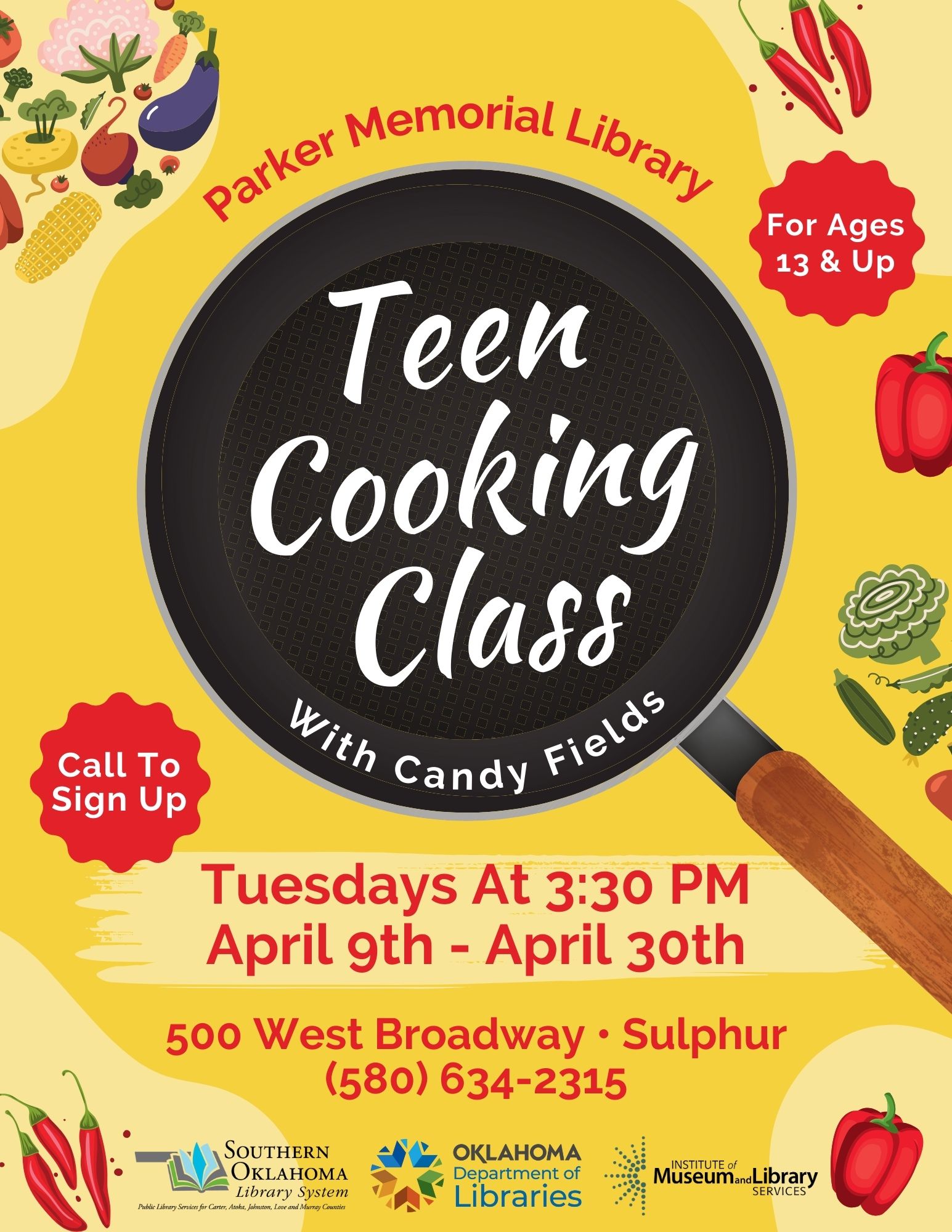 Teen Cooking Class PML Flyer