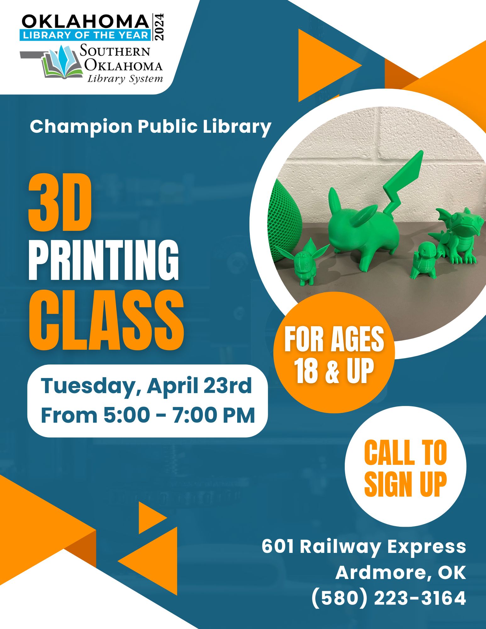 3D Printing Class Adults flyer 2024