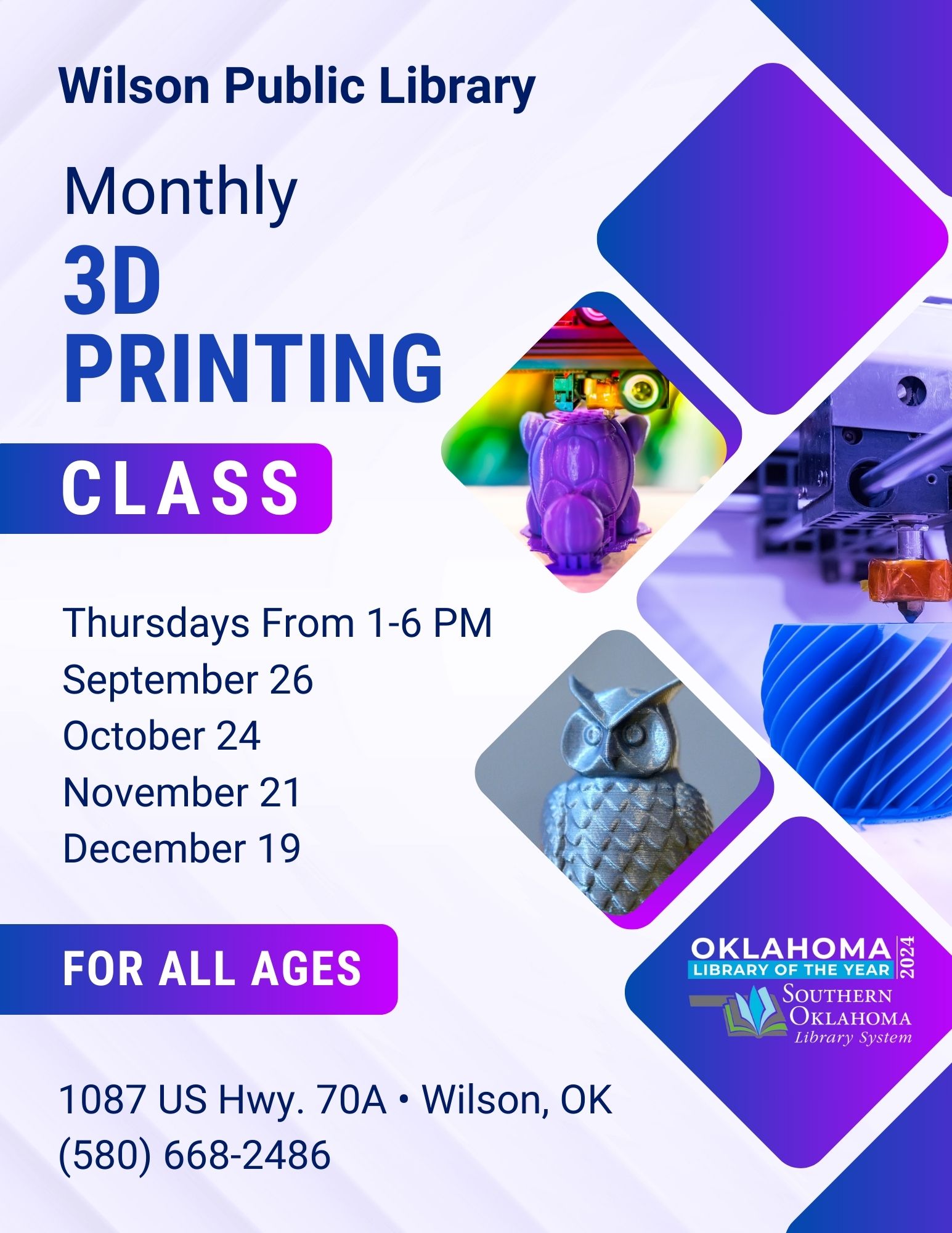 3D Printing Class WPL Flyer 2024 Updated