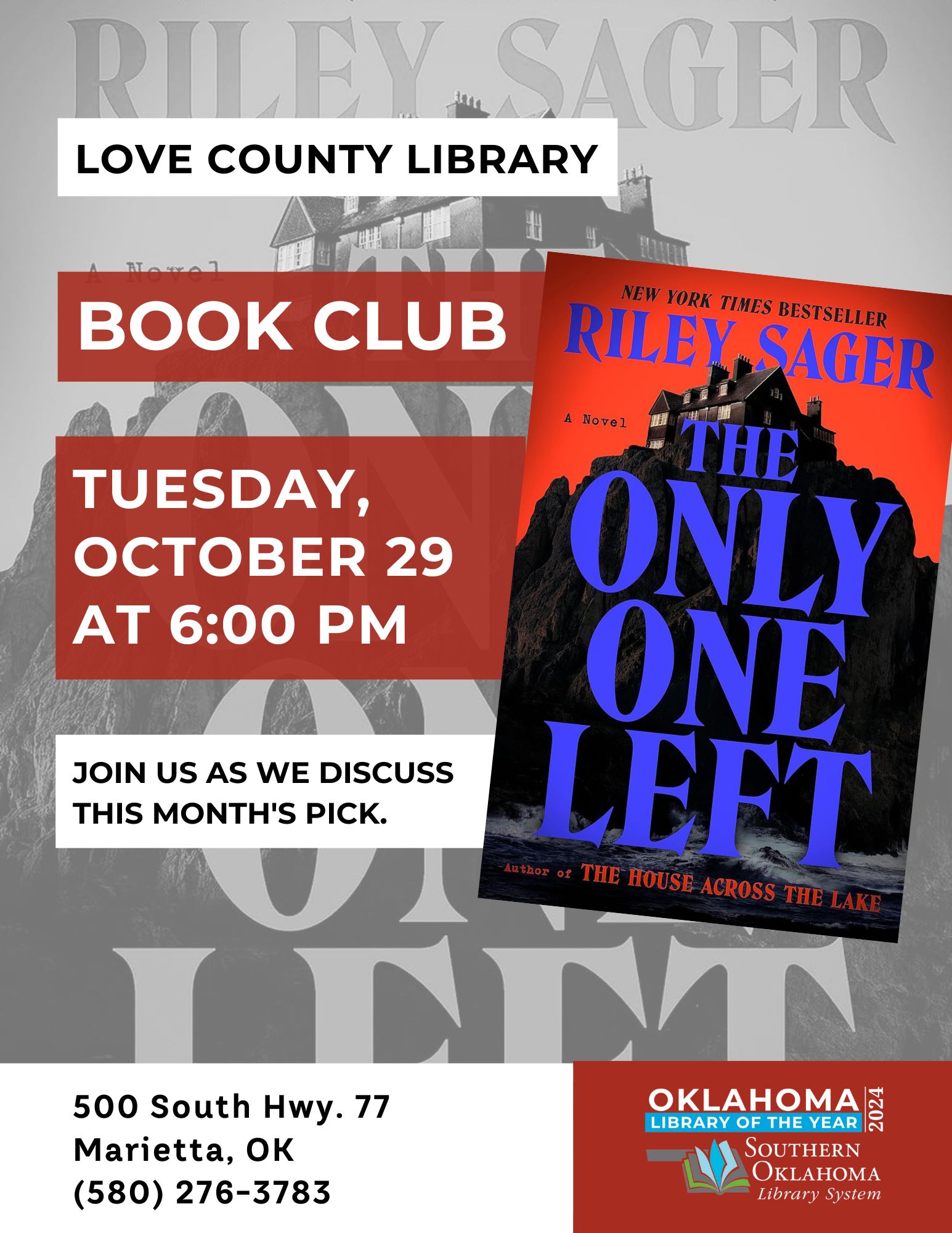 Book Club The Only One Left LCL Flyer