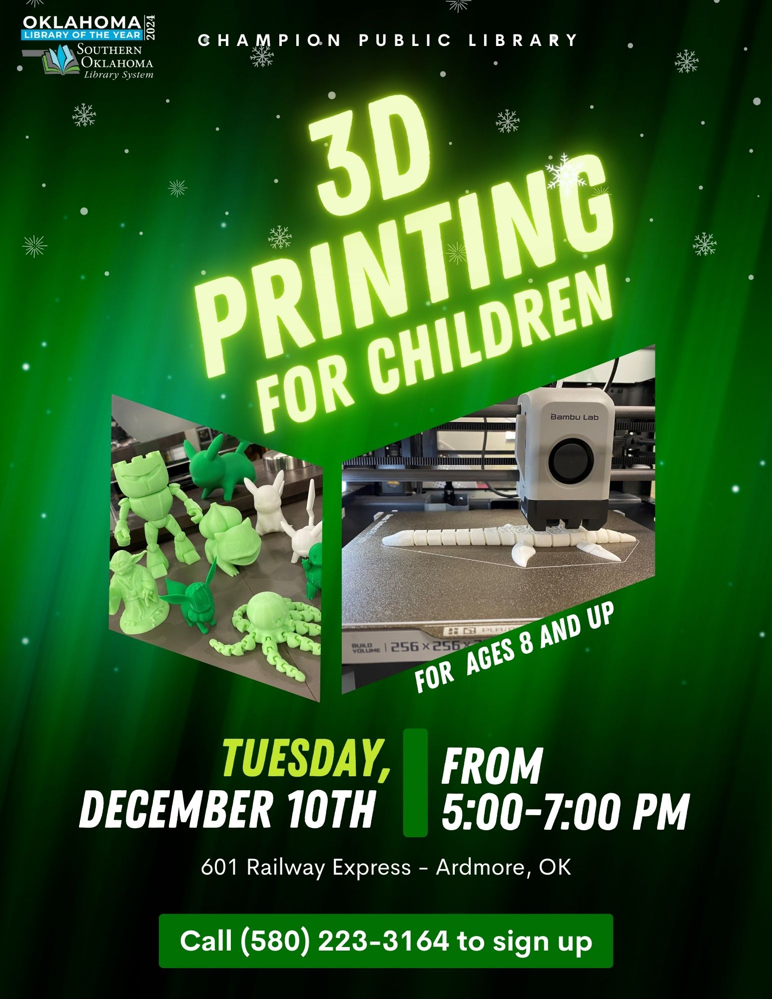 3D Printing for Kids December PR Flyer