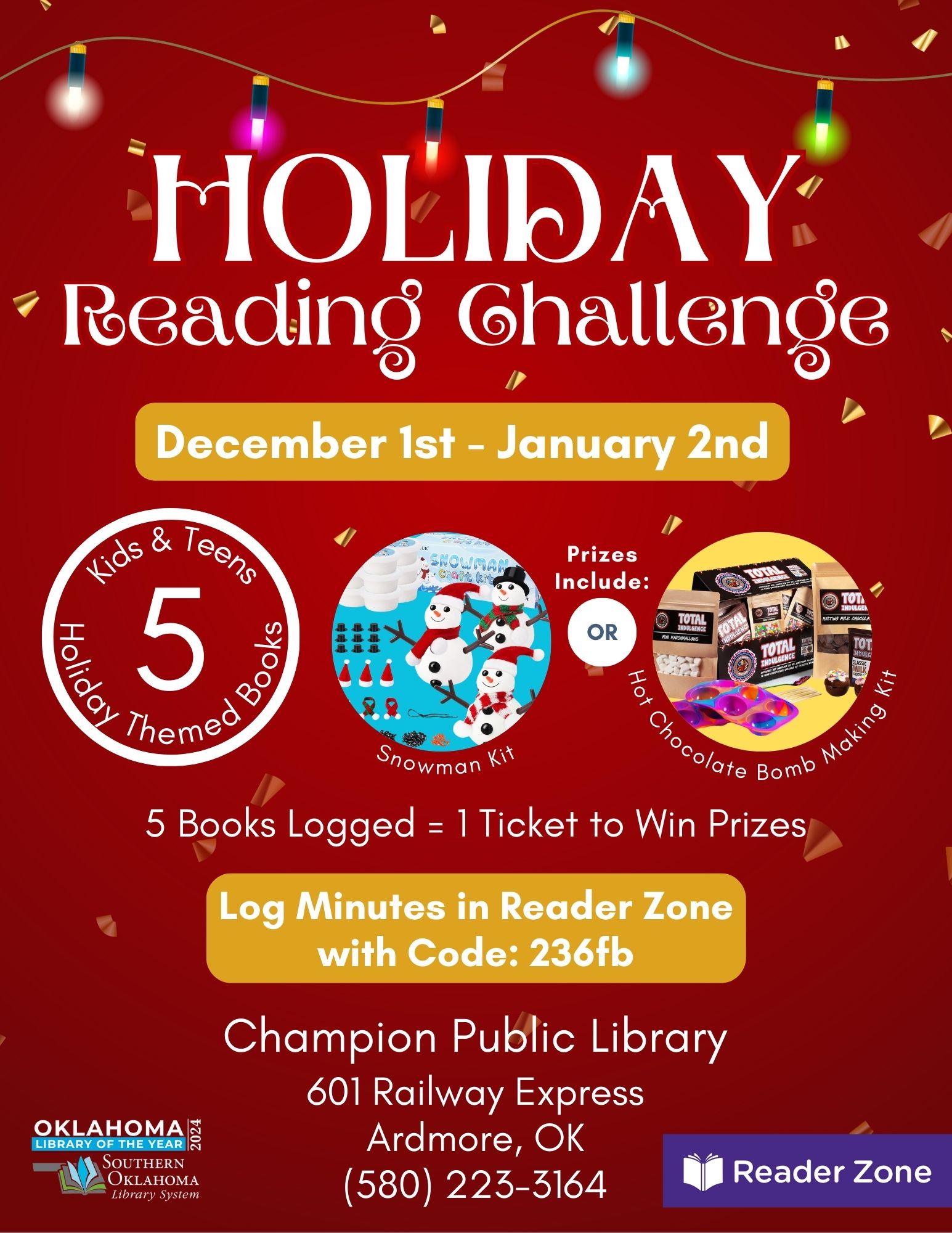 Holiday Reading Challenge CPL Flyer 2024