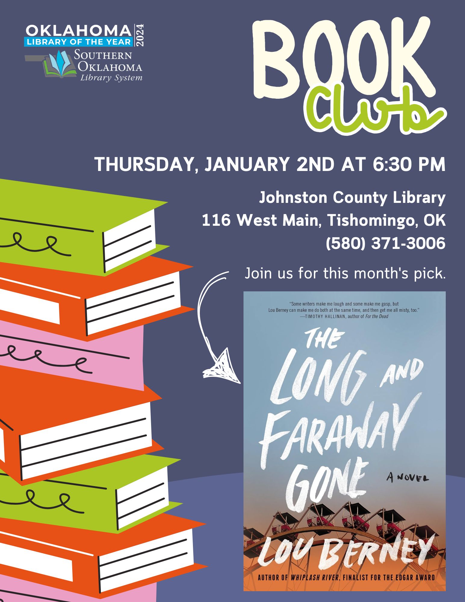 Book Club Long and Faraway Gone JCL Flyer 2025