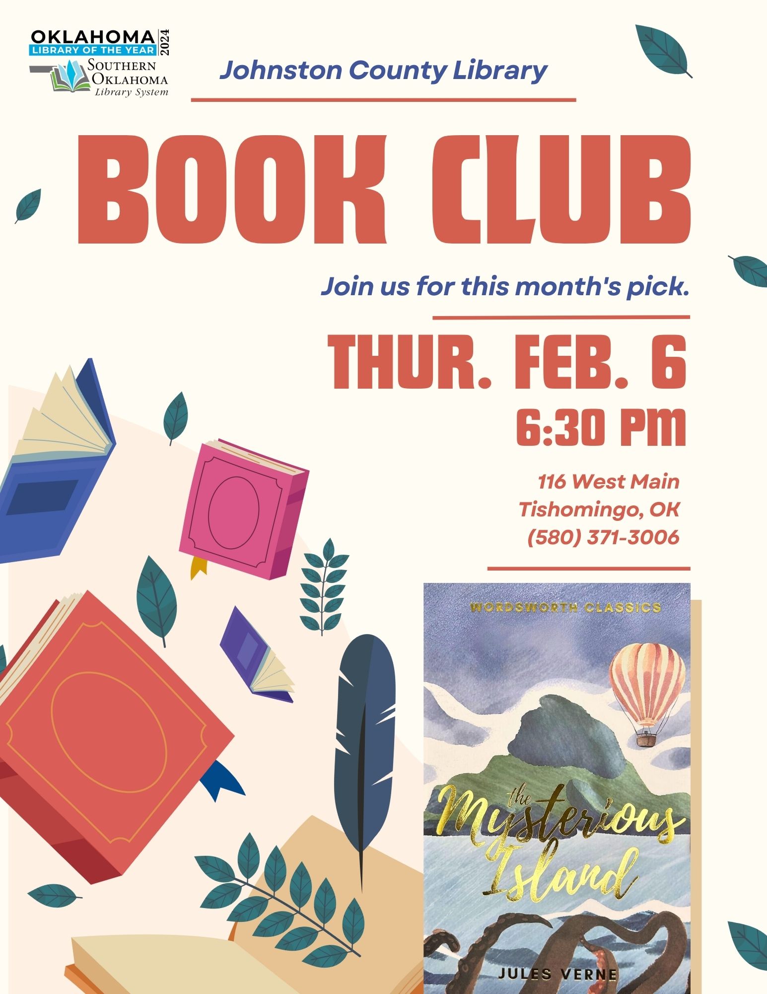 Book Club Mysterious Island Book Club JCL Flyer 2025