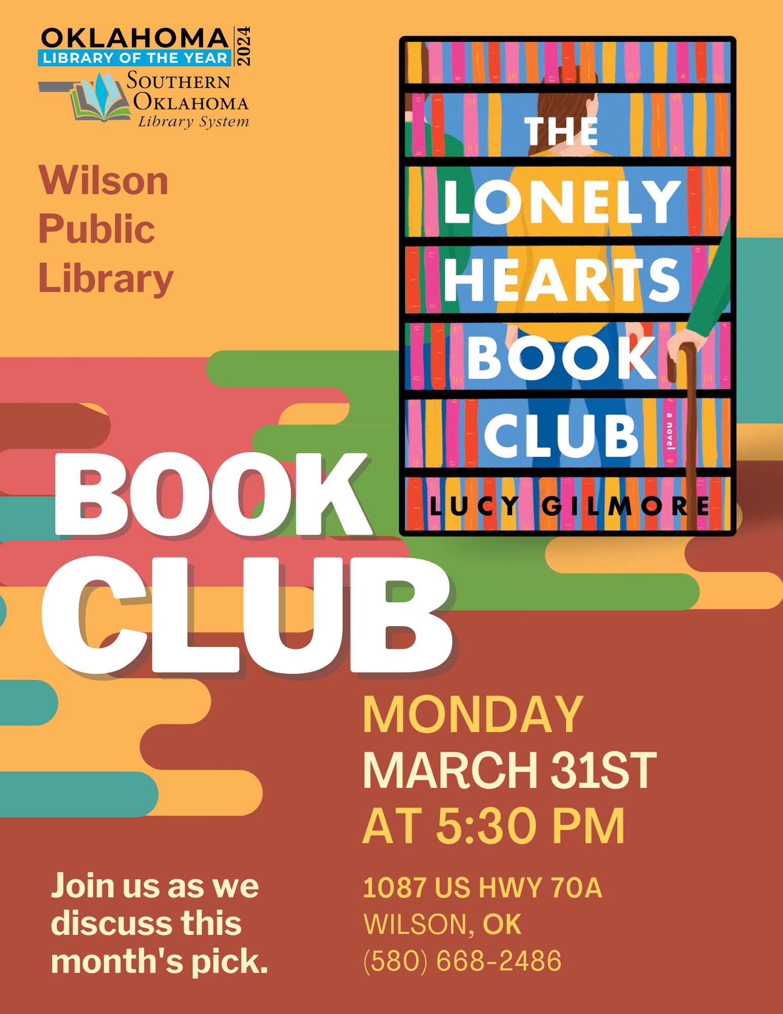 Book Club Lonely Hearts WPL Flyer