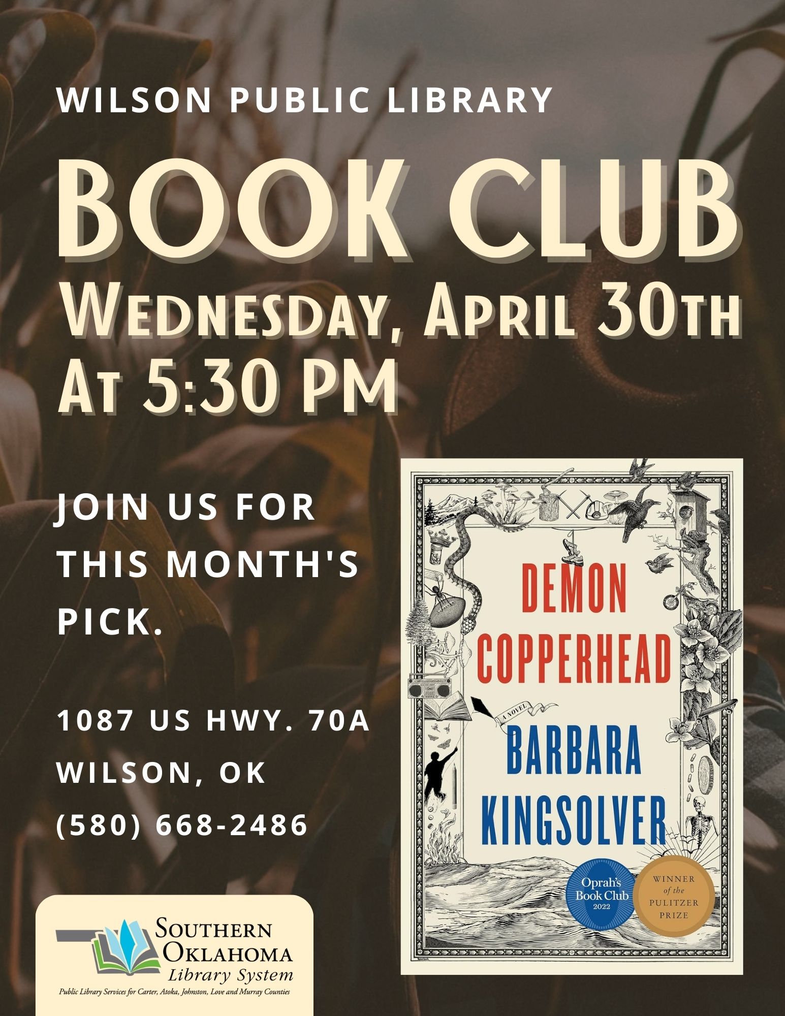 Book Club Demon Copperhead WPL Flyer 2025