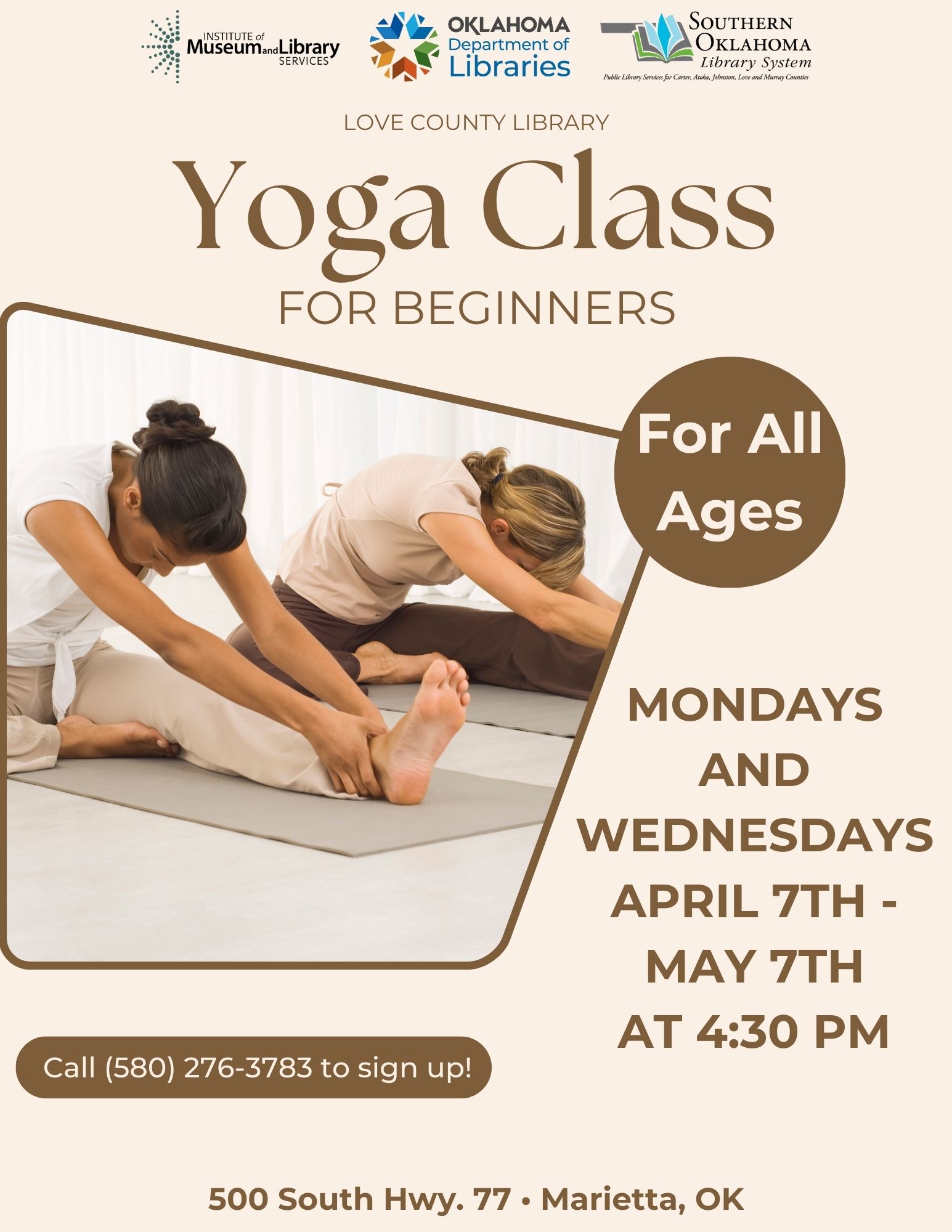 Yoga for Beginners LCL April 2025 PR Flyer