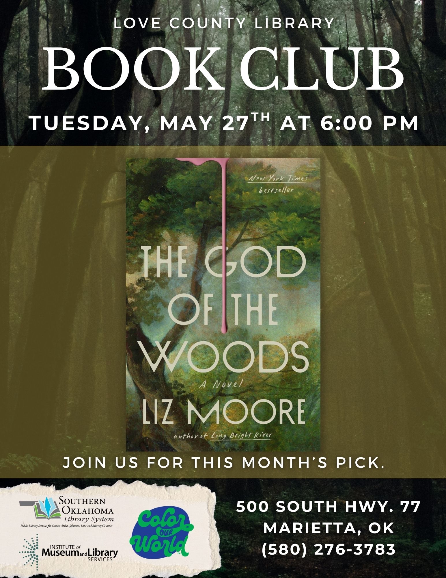 Book Club The God of the Woods LCL Flyer SRP 2025 Book Club The God of the Woods LCL Flyer SRP 2025