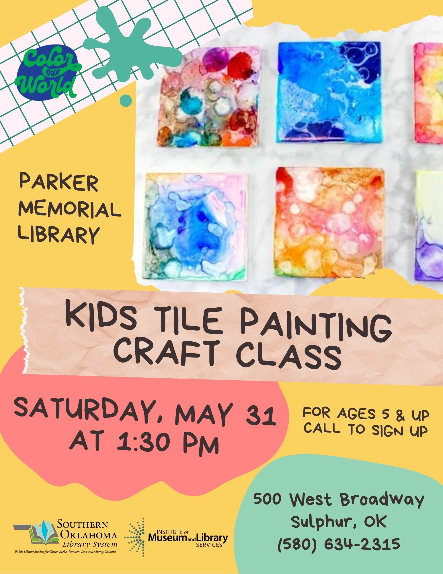 Kids Tile Painting Class PML Flyer SRP 2025 Kids Tile Painting Class PML Flyer SRP 2025