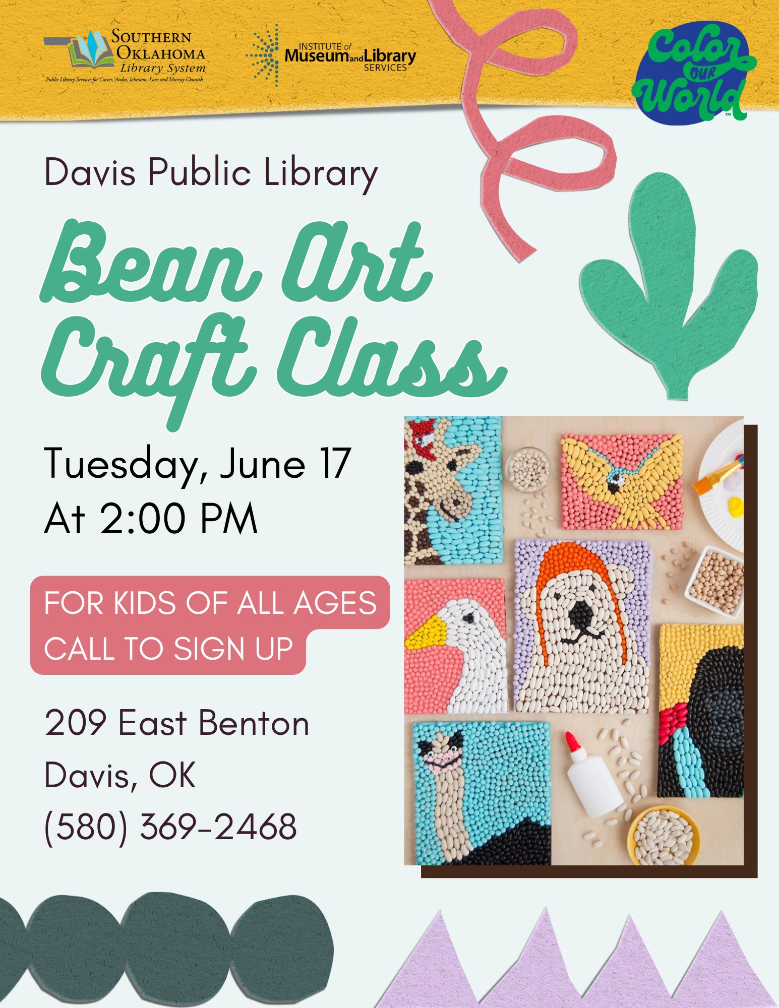 Bean Art Craft Class DPL Flyer SRP 2025 Bean Art Craft Class DPL Flyer SRP 2025