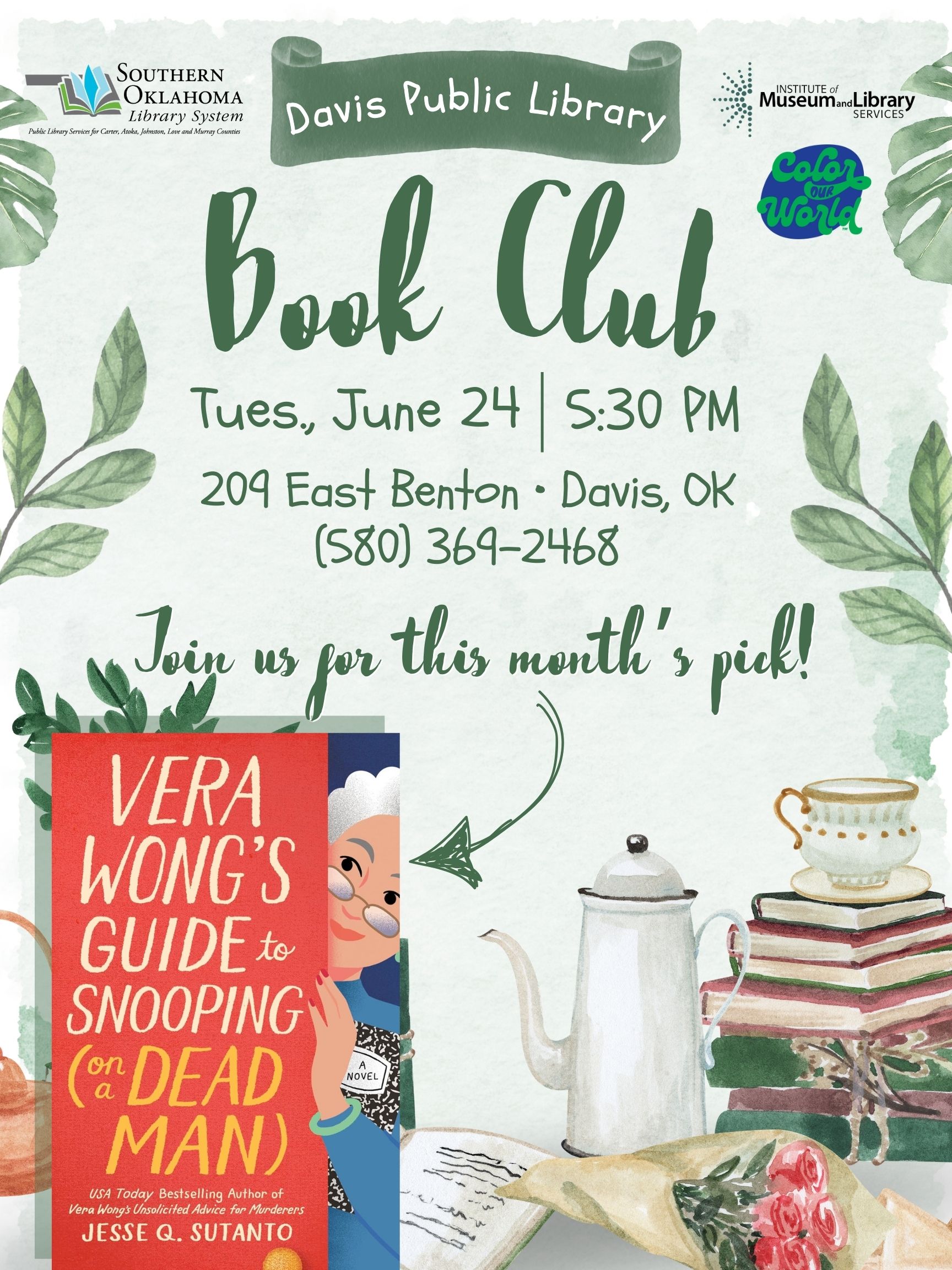 Book Club Vera Wong's Guide to Snooping DPL Flyer SRP 2025 Book Club Vera Wong's Guide to Snooping DPL Flyer SRP 2025