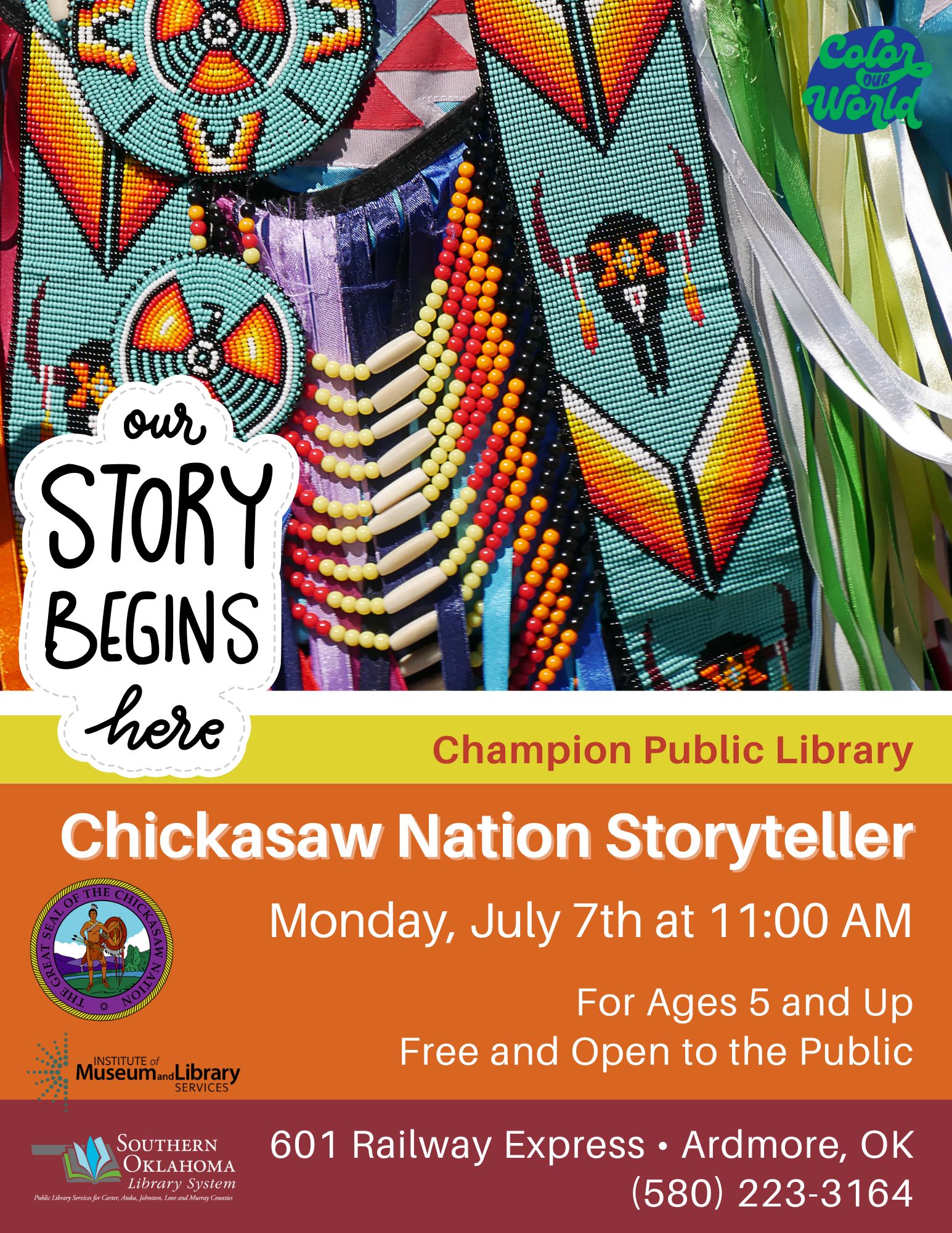 Chickasaw Storyteller CPL Flyer SRP 2025 Chickasaw Storyteller CPL Flyer SRP 2025