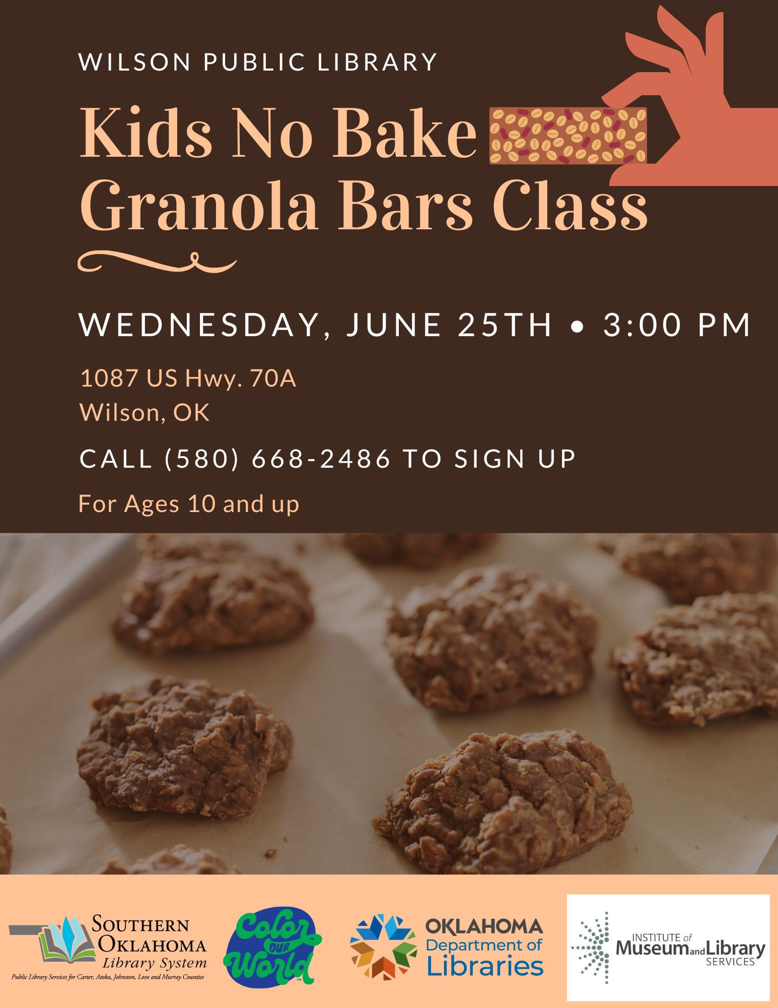 Kids no Bake Granola Bars Class 2025 WPL PR Flyer Kids no Bake Granola Bars Class 2025 WPL PR Flyer