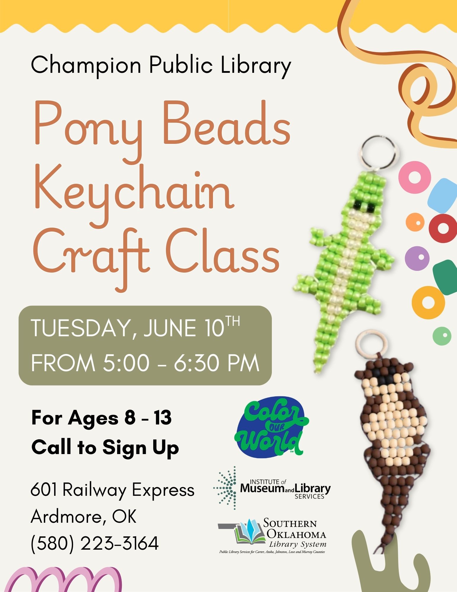 Pony Beads Keychain Craft Class CPL Flyer SRP 2025 Pony Beads Keychain Craft Class CPL Flyer SRP 2025