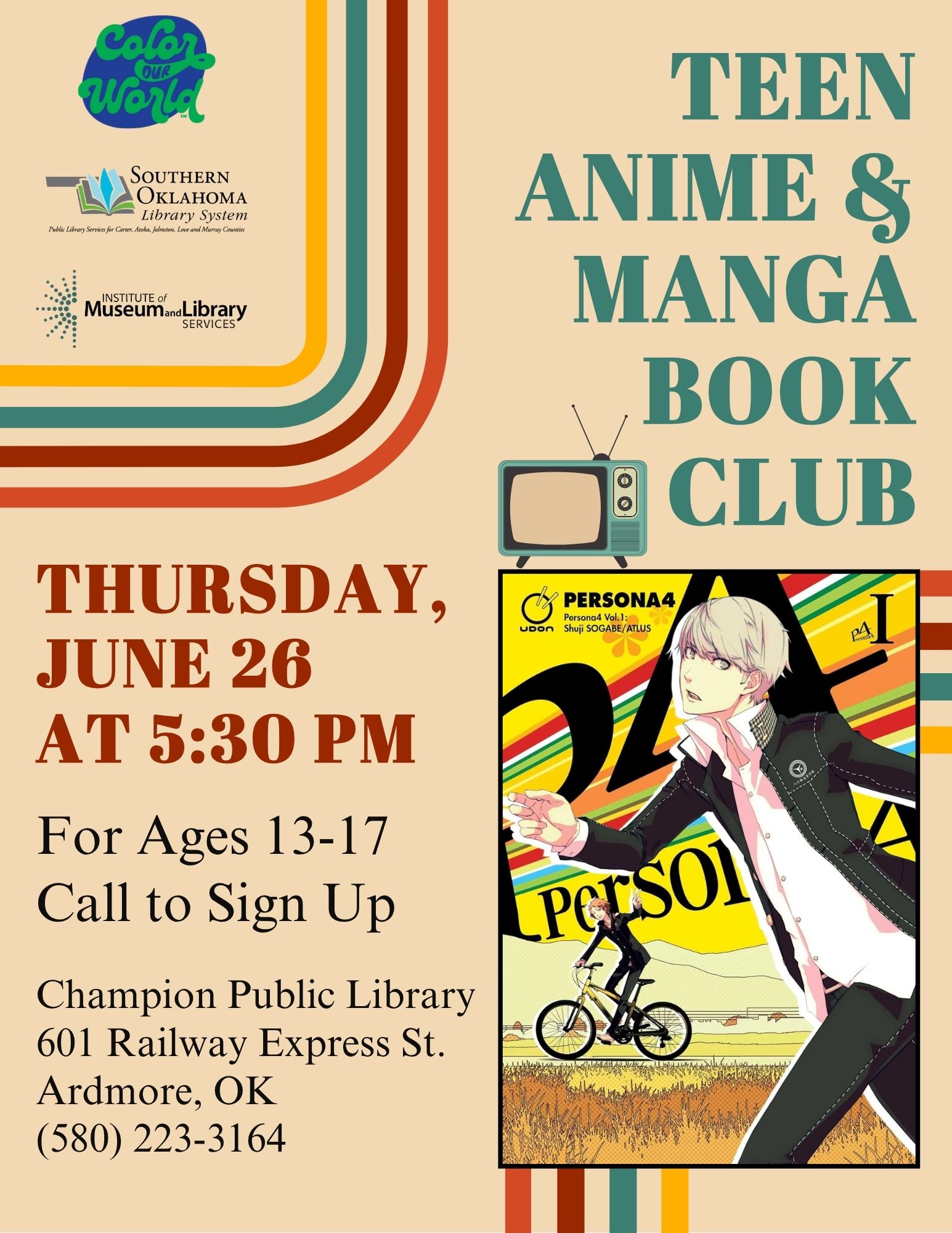 Teen A&M Persona 4 Book Club CPL SRP Flyer 2025 Teen A&M Persona 4 Book Club CPL SRP Flyer 2025