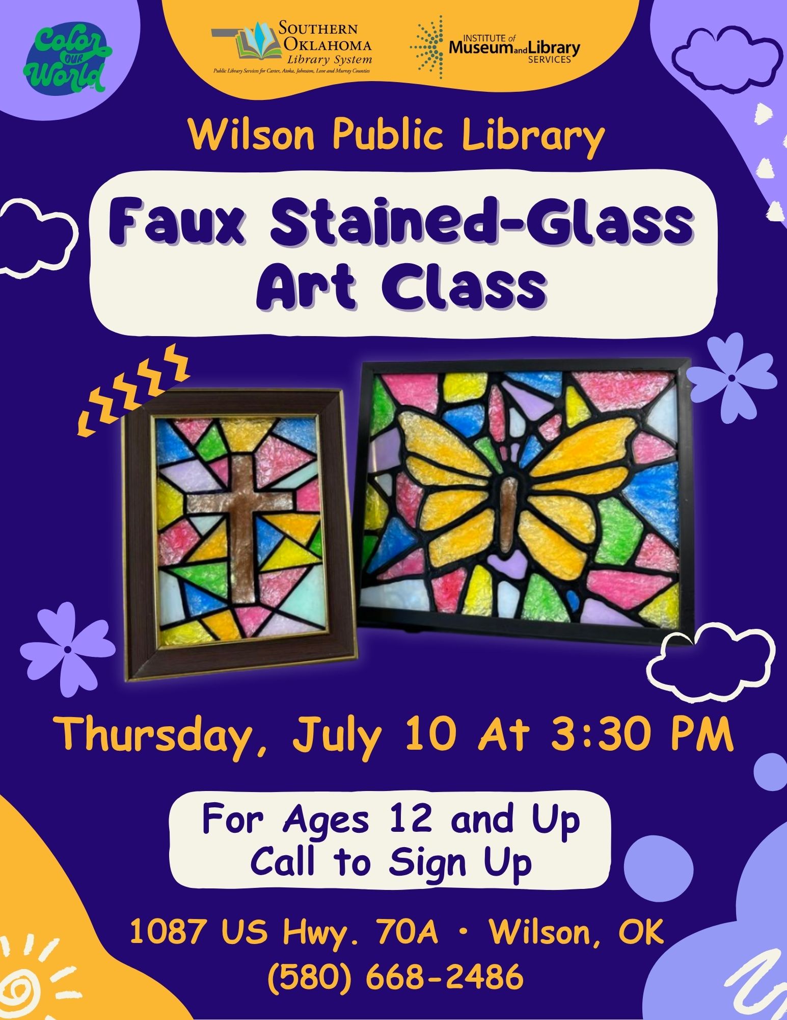 Faux Stained Glass Art Class WPL Flyer SRP 2025 Faux Stained Glass Art Class WPL Flyer SRP 2025