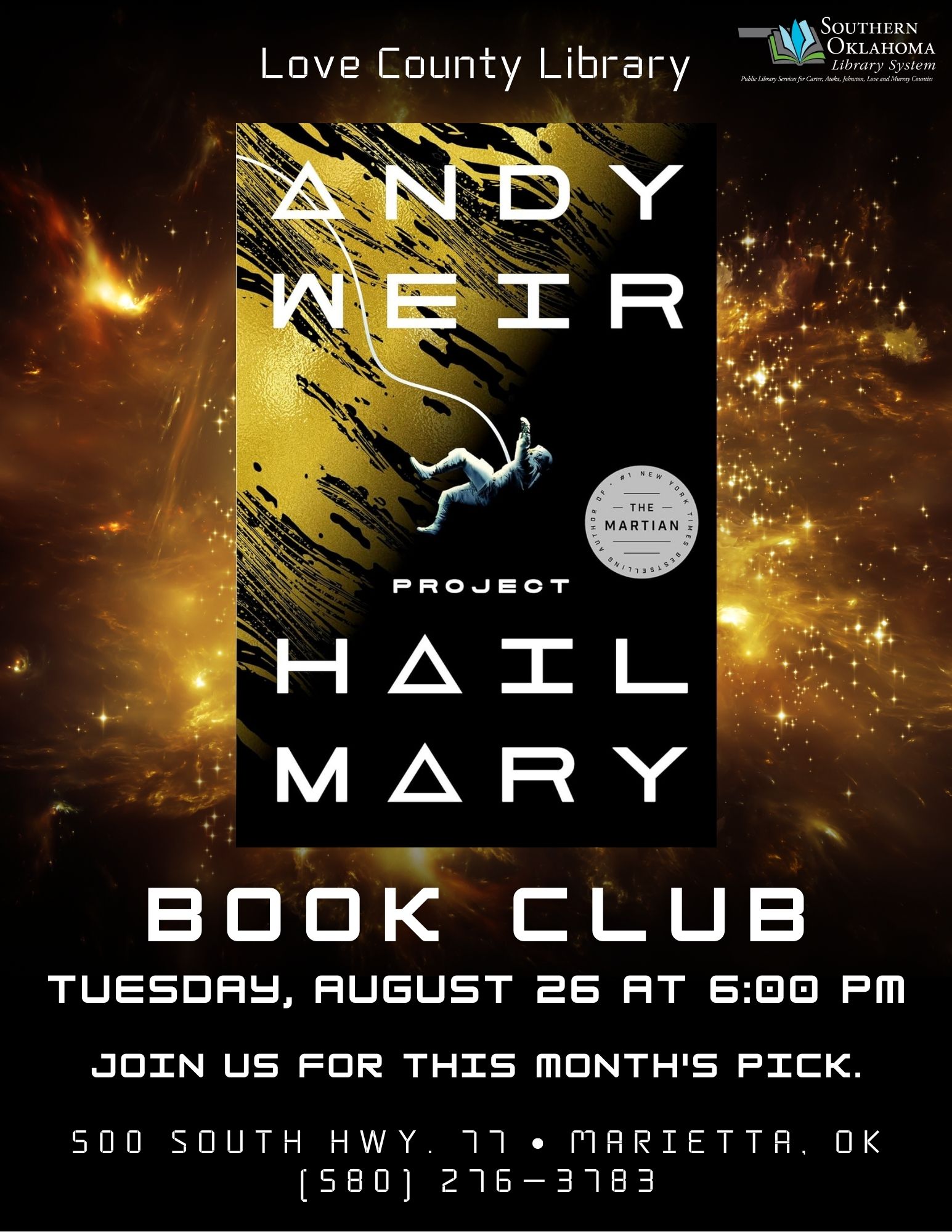 Book Club Project Hail Mary LCL Flyer 2025 Book Club Project Hail Mary LCL Flyer 2025