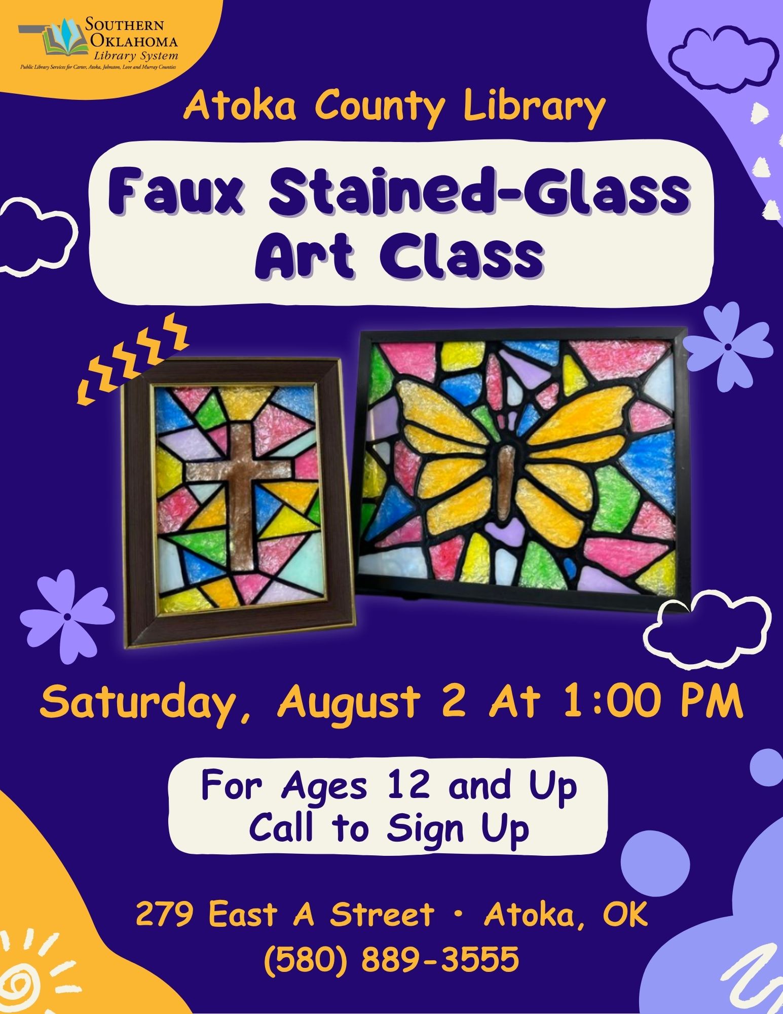 Faux Stained Glass Art Class ACL Flyer 2025