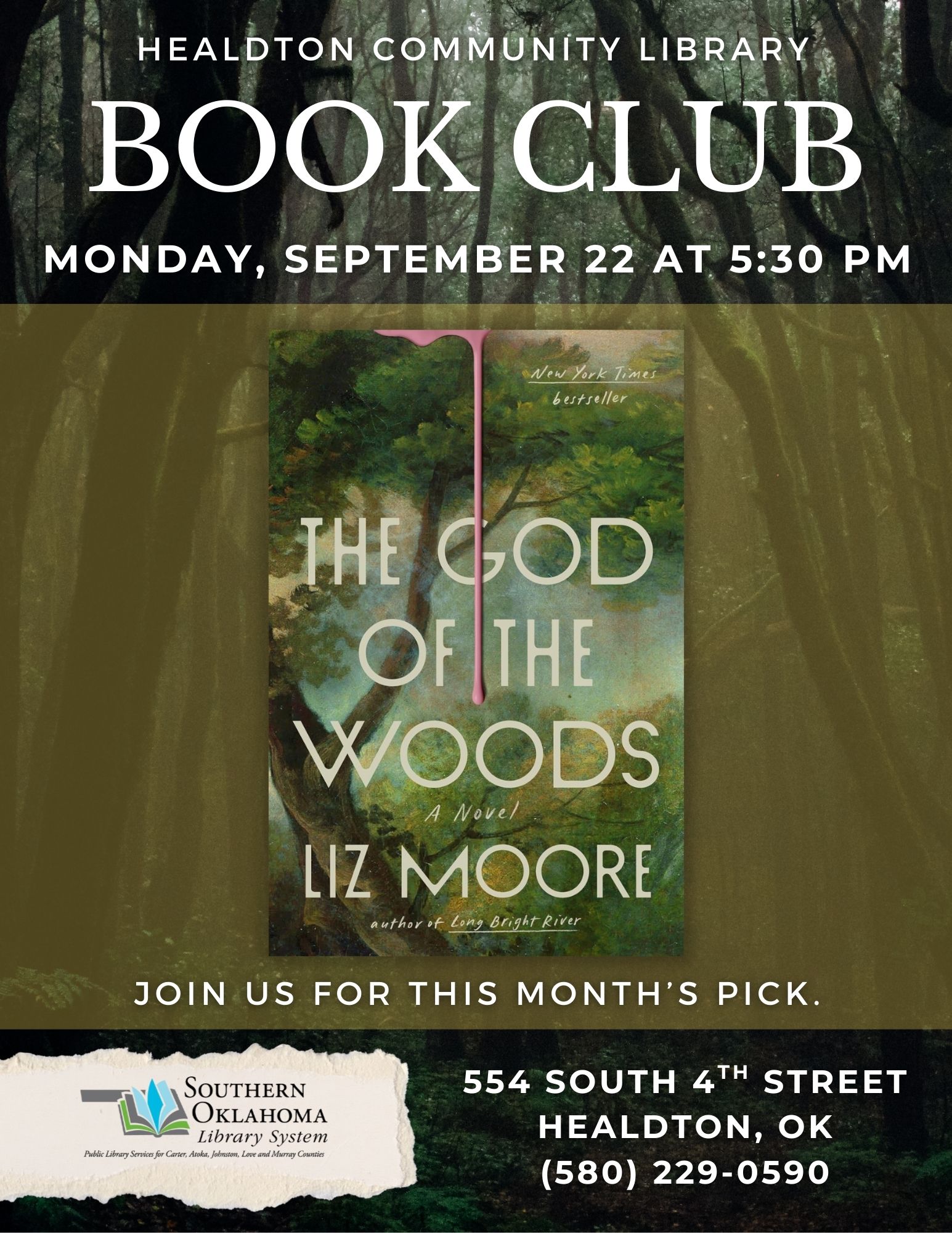 Book Club The God of the Woods HCL Flyer 2025 Book Club The God of the Woods HCL Flyer 2025