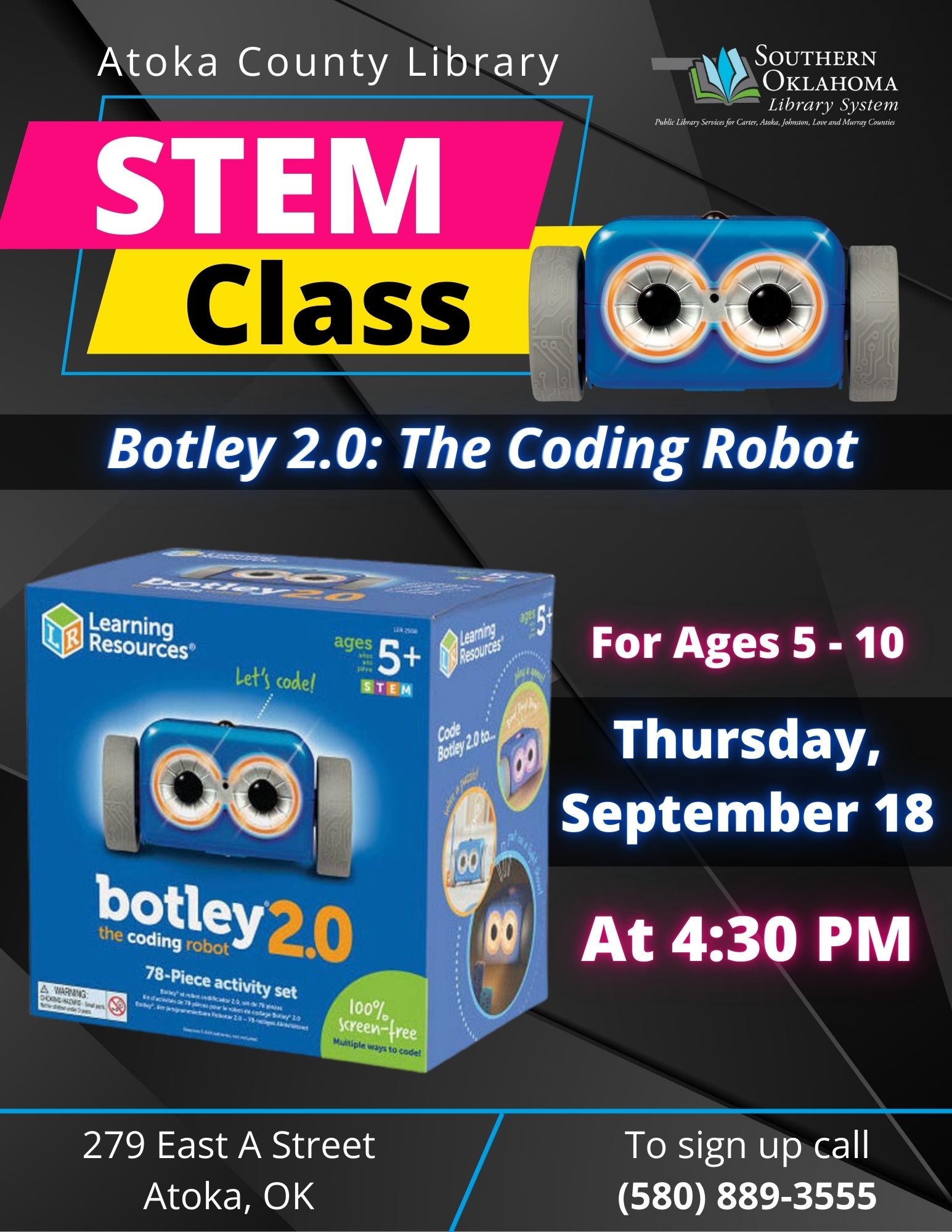 Botley 2.0 Coding STEM Class ACL Flyer 2025