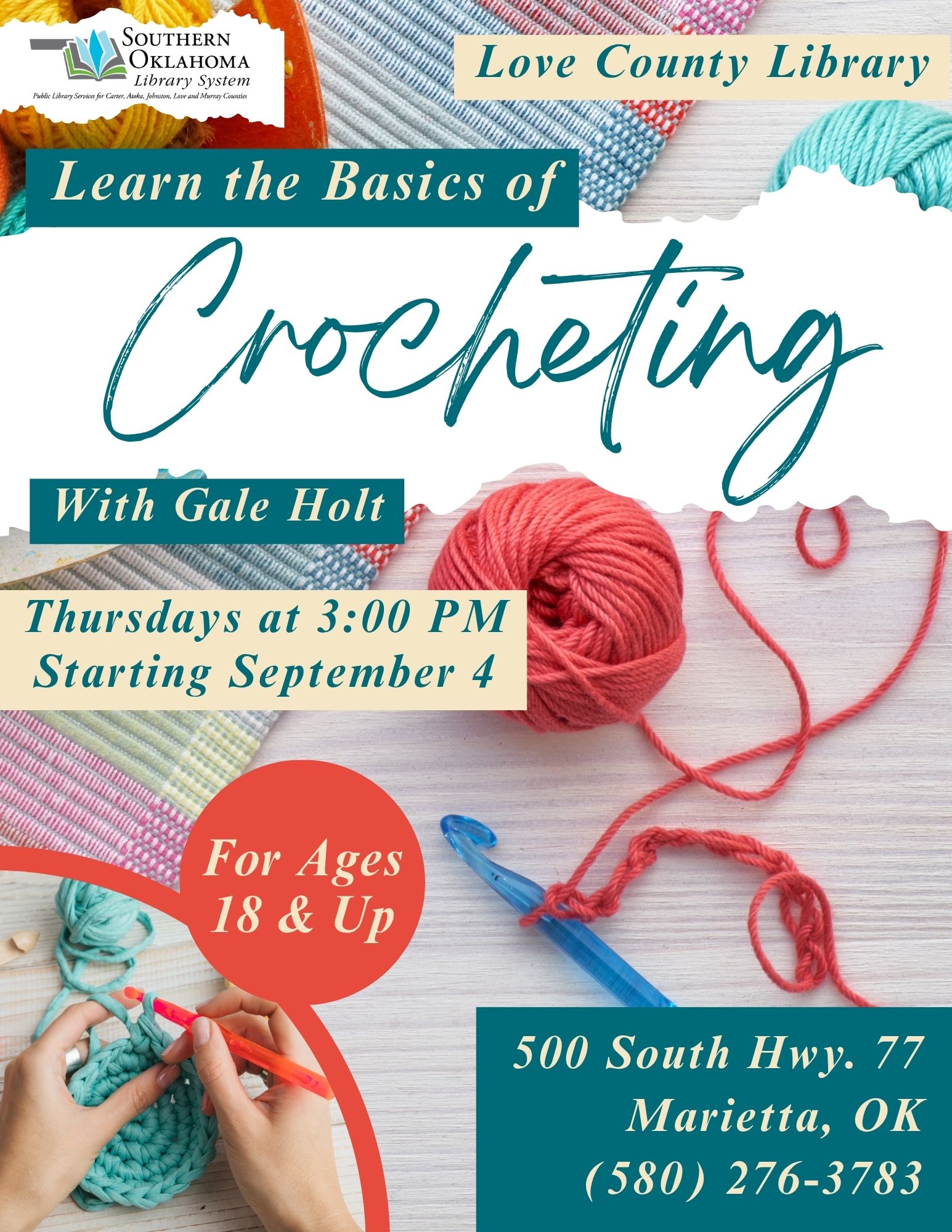 Learn the Basics of Crocheting LCL Flyer 2025 Learn the Basics of Crocheting LCL Flyer 2025