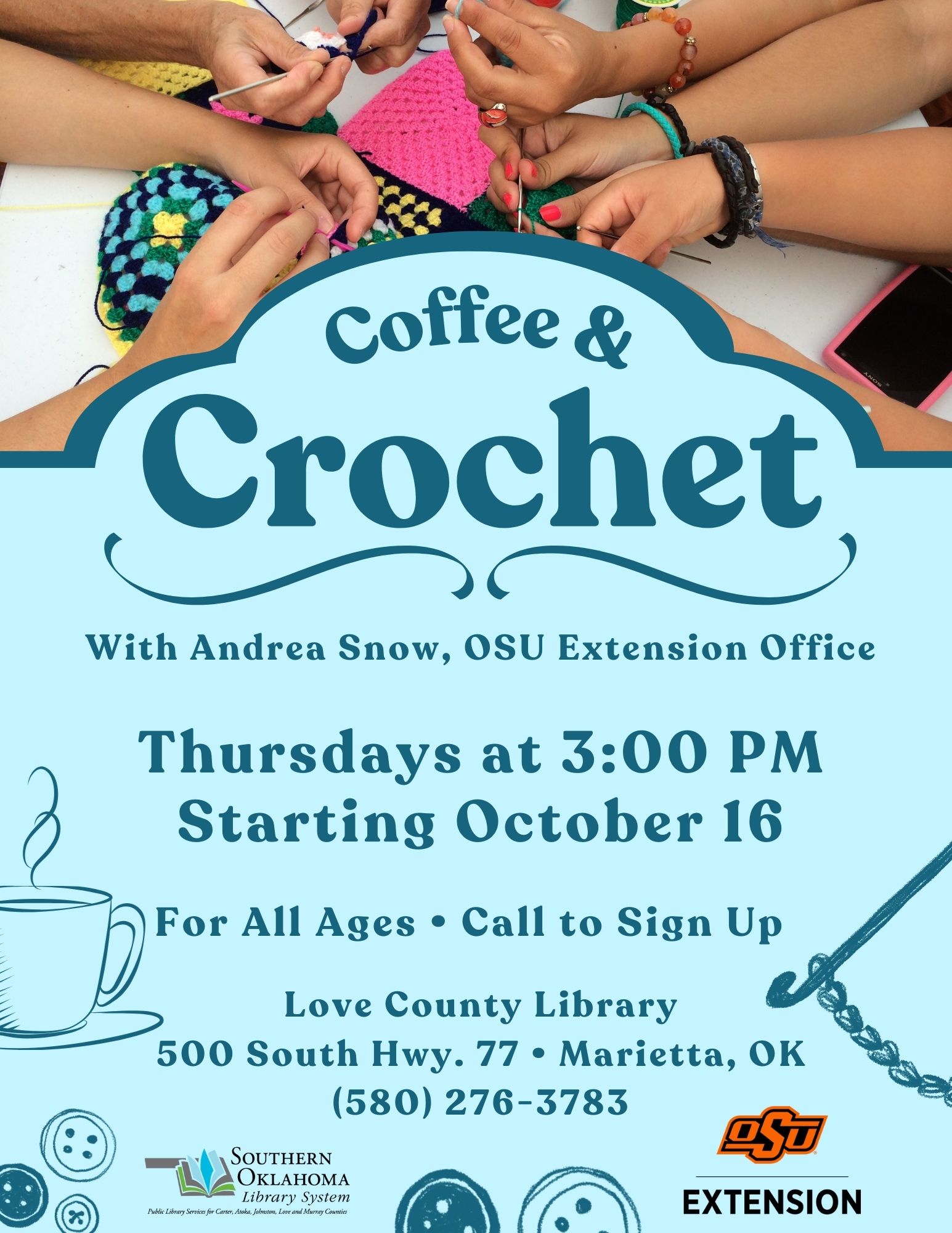 Coffee & Crochet LCL Flyer 2025