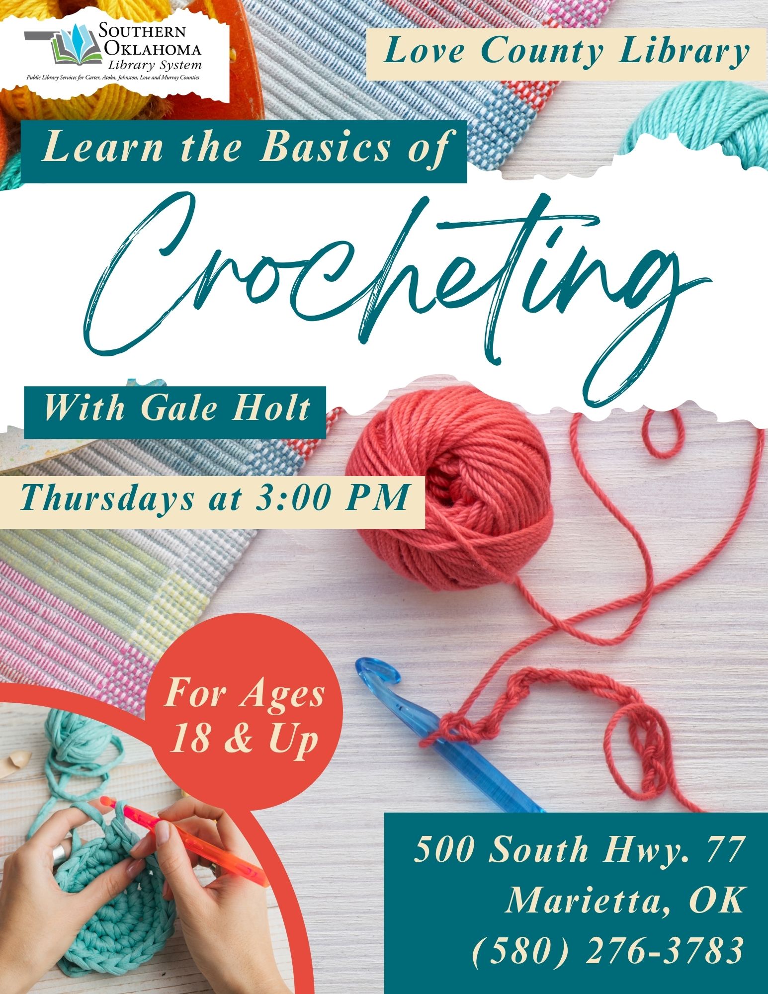 Updated Learn the Basics of Crocheting LCL Flyer 2025