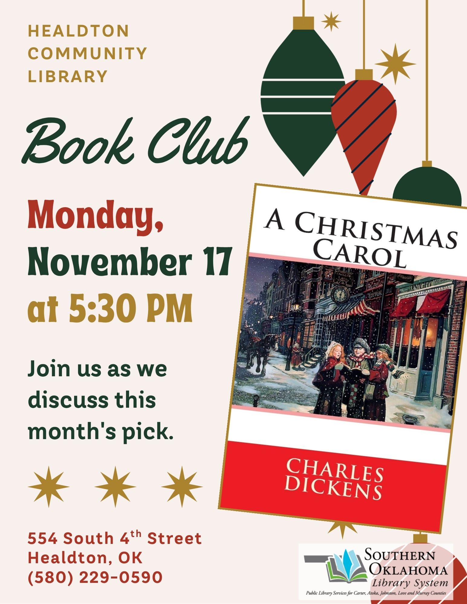 Book Club A Christmas Carol HCL Flyer Book Club A Christmas Carol HCL Flyer