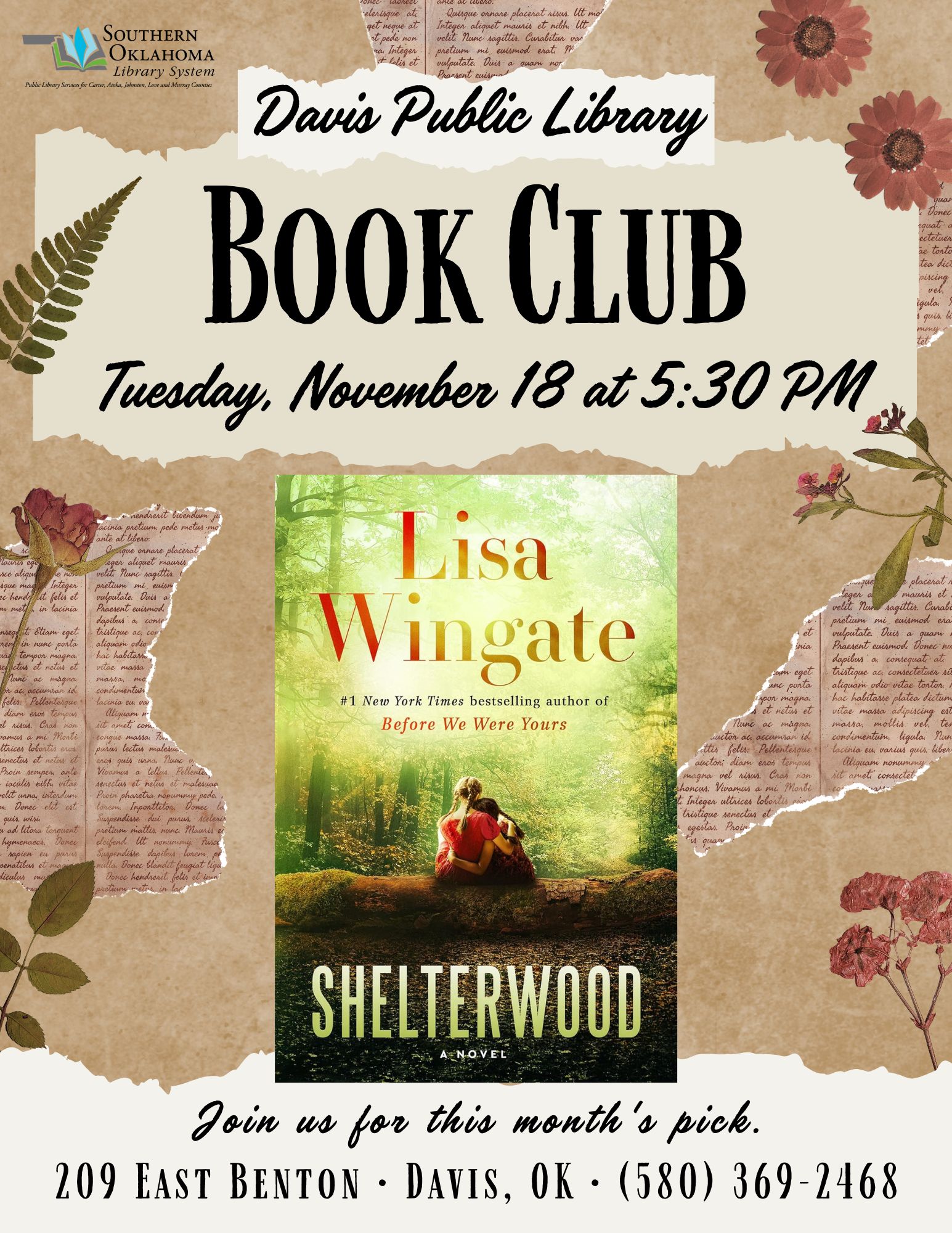 Book Club Shelterwood DPL Flyer 2025 Book Club Shelterwood DPL Flyer 2025