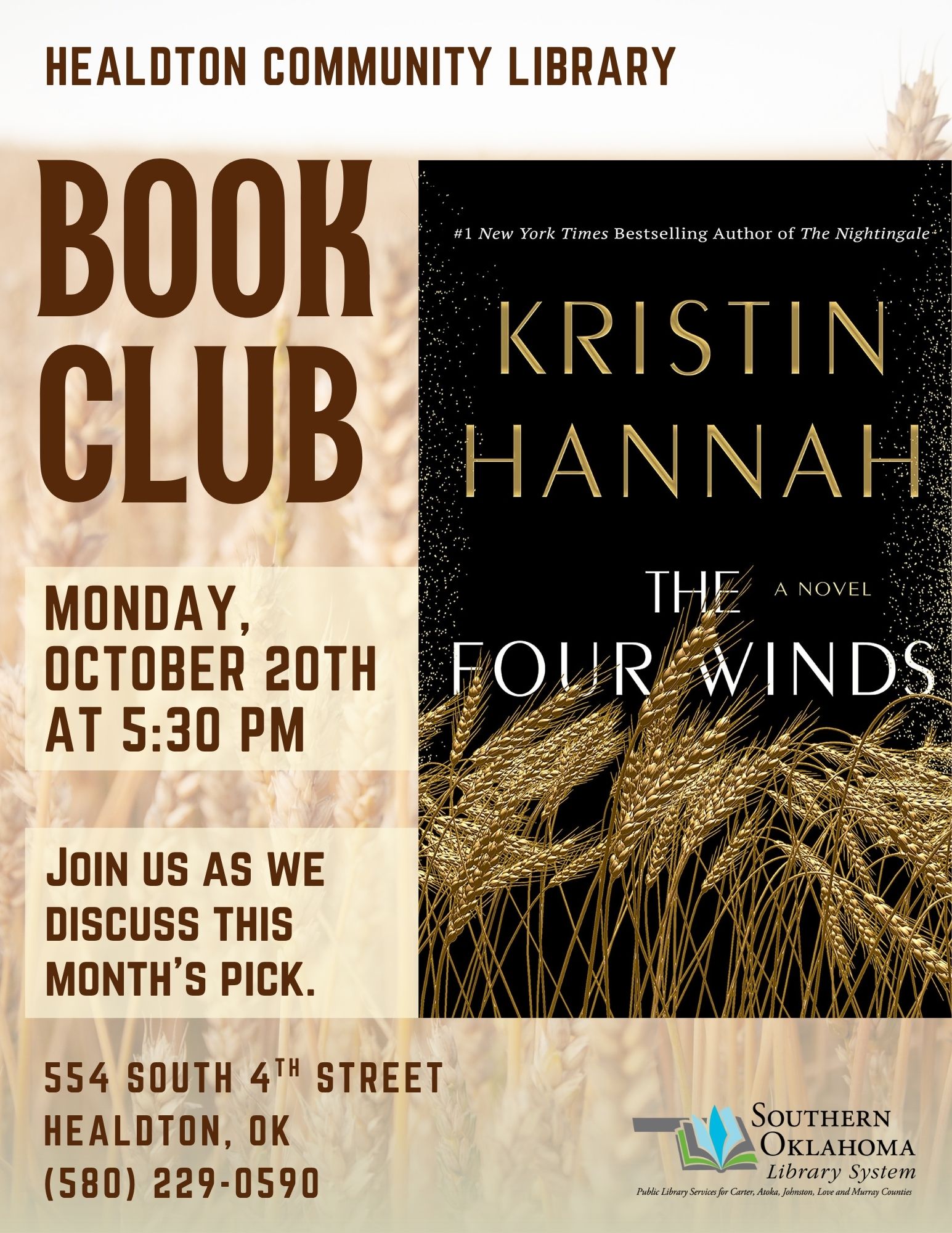 Book Club The Four Winds HCL Flyer Book Club The Four Winds HCL Flyer