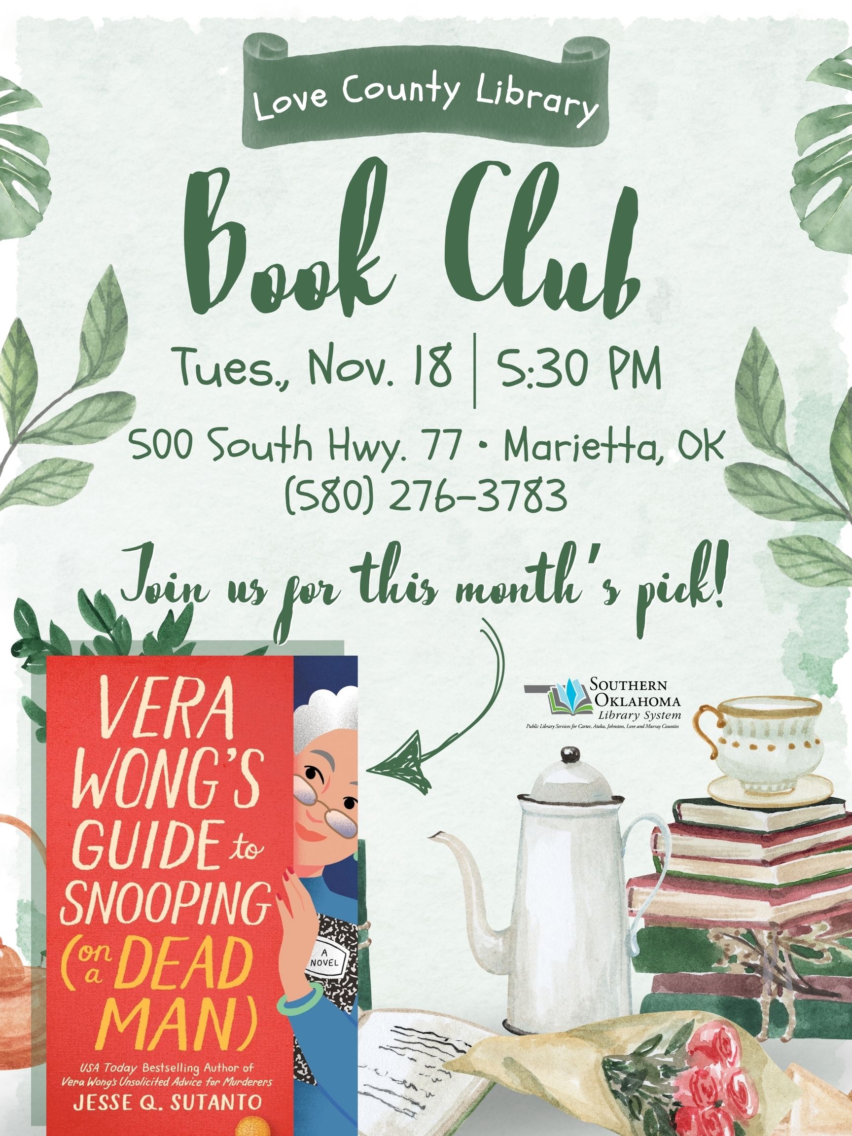 Book Club Vera Wong's Guide to Snooping LCL Flyer 2025 Book Club Vera Wong's Guide to Snooping LCL Flyer 2025