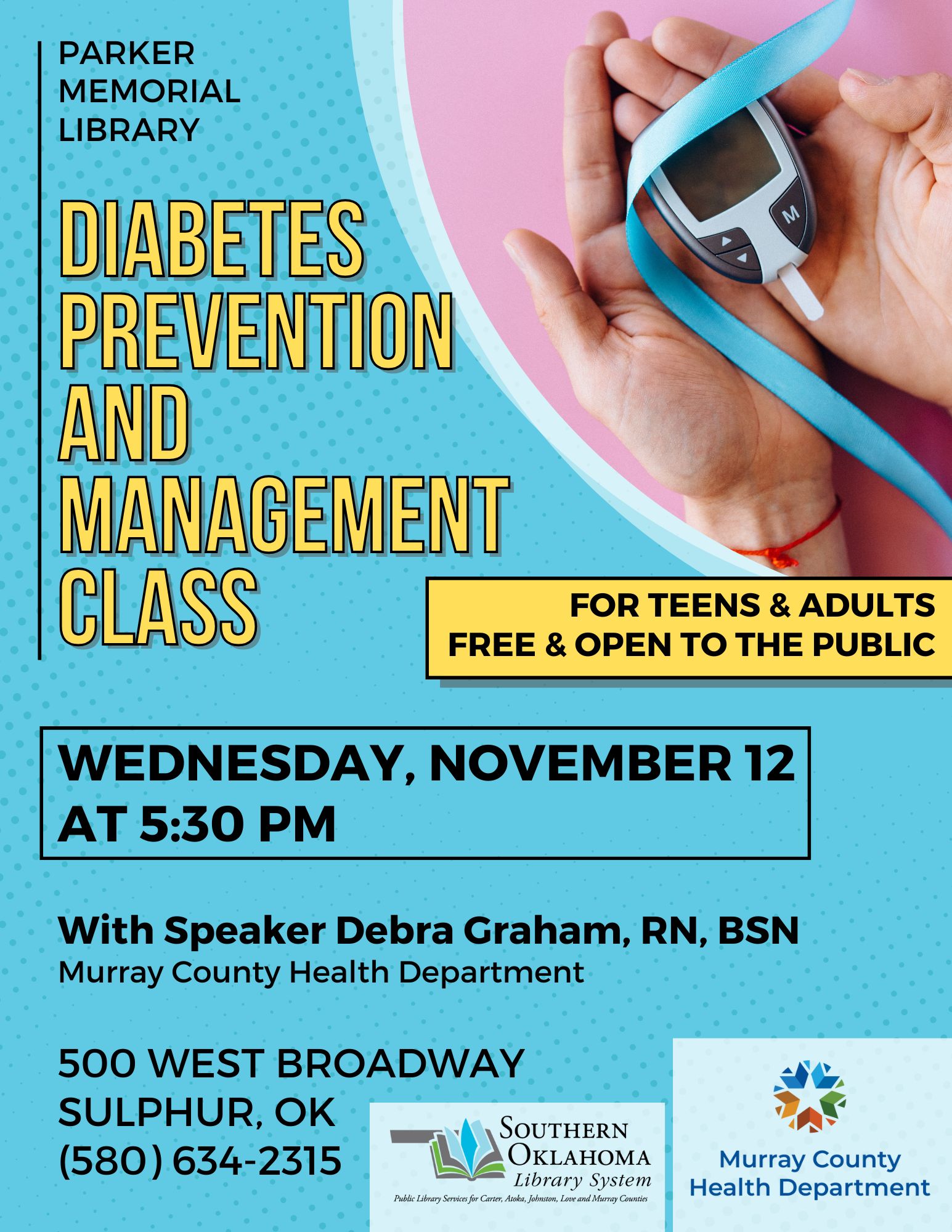 Diabetes Prevention and Management Class PML Flyer Diabetes Prevention and Management Class PML Flyer