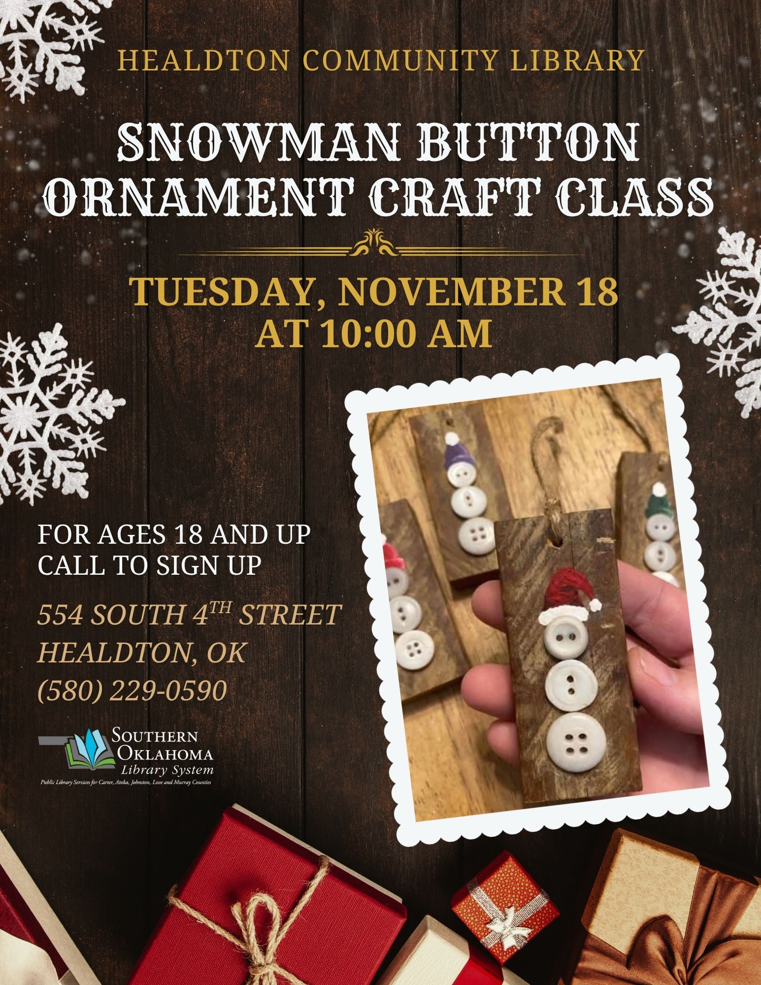 Snowman Button Ornament HCL Flyer 2025 Snowman Button Ornament HCL Flyer 2025