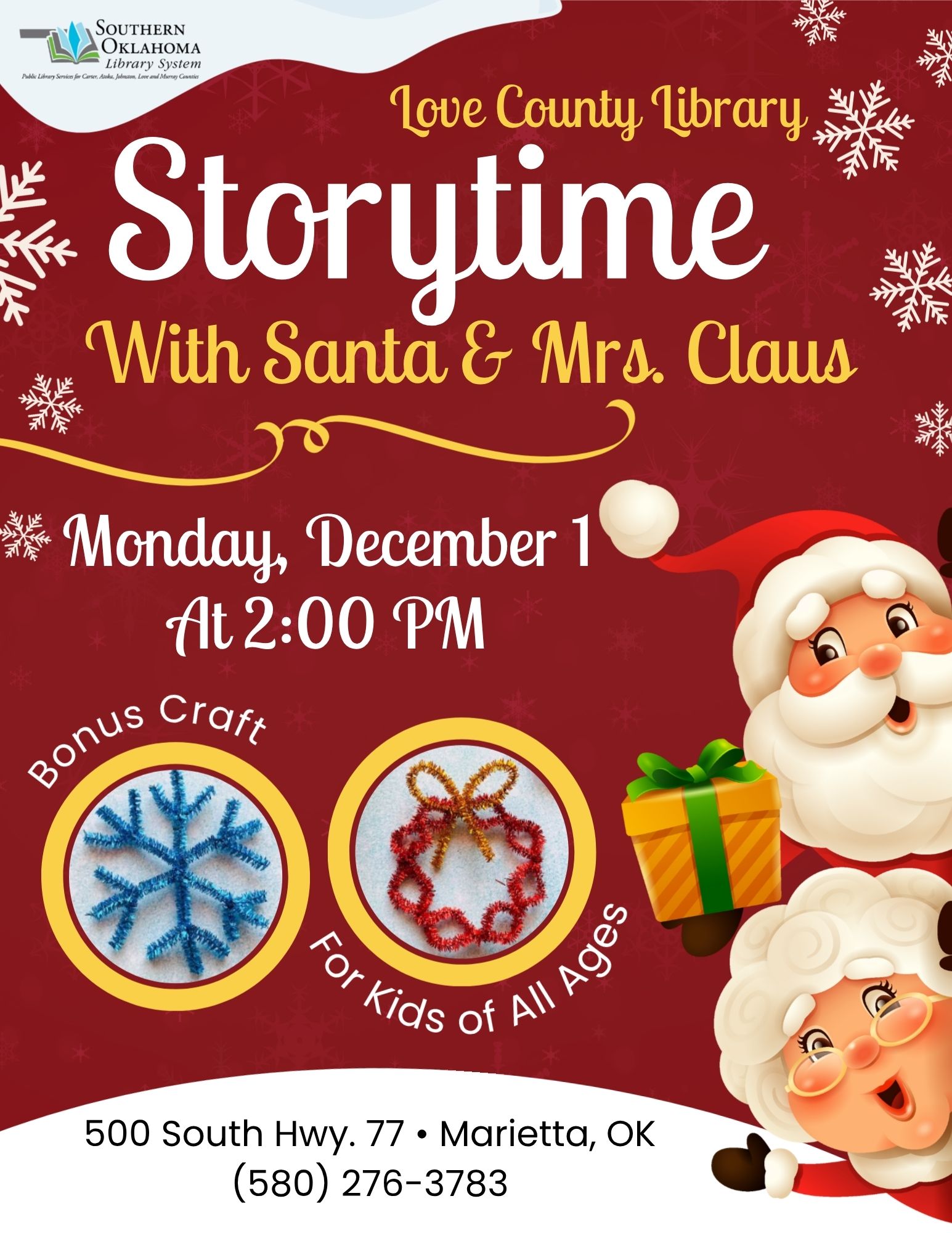 Storytime w Santa & Mrs. Claus LCL Flyer 2025 Storytime w Santa & Mrs. Claus LCL Flyer 2025