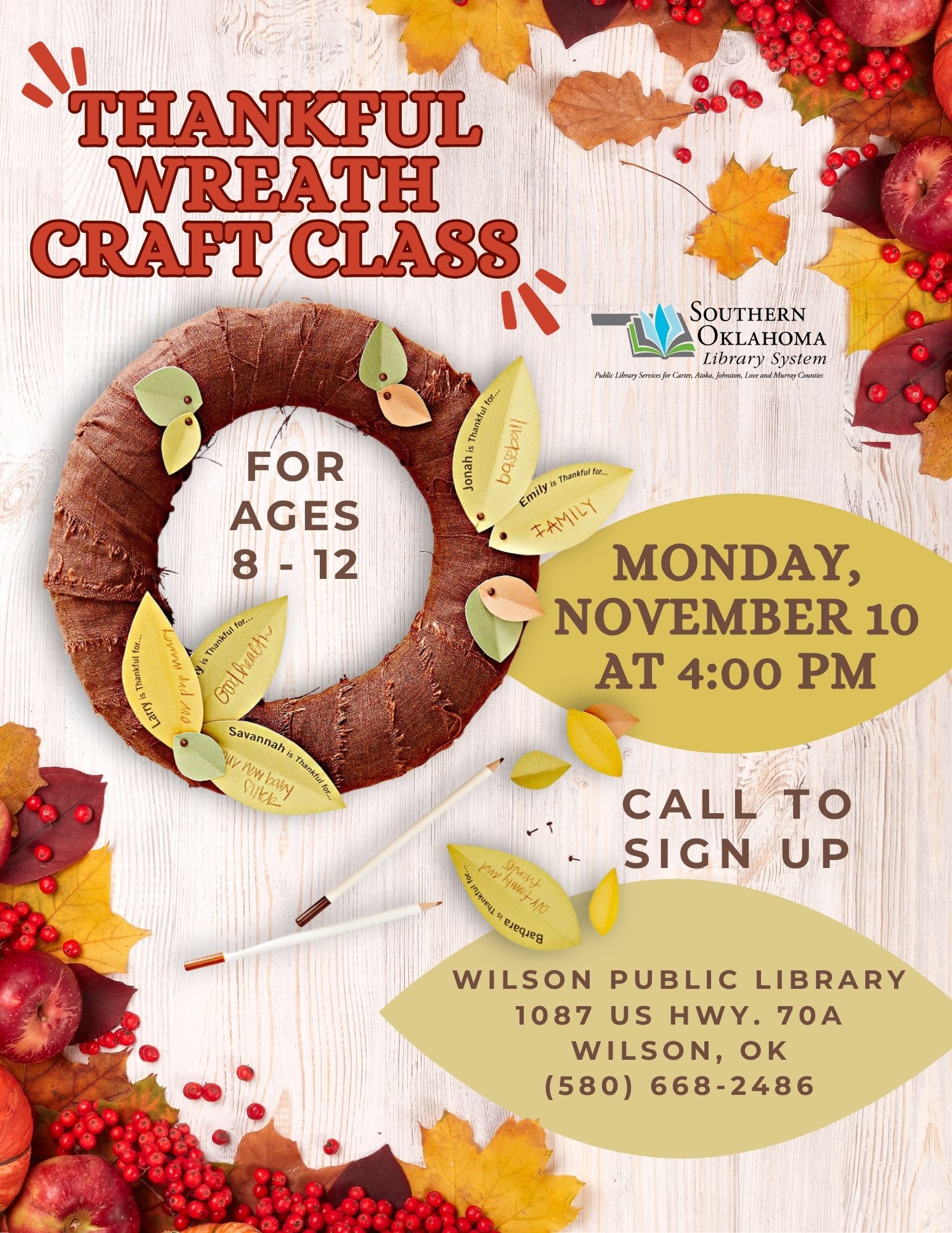 Thankful Wreath WPL Flyer 2025