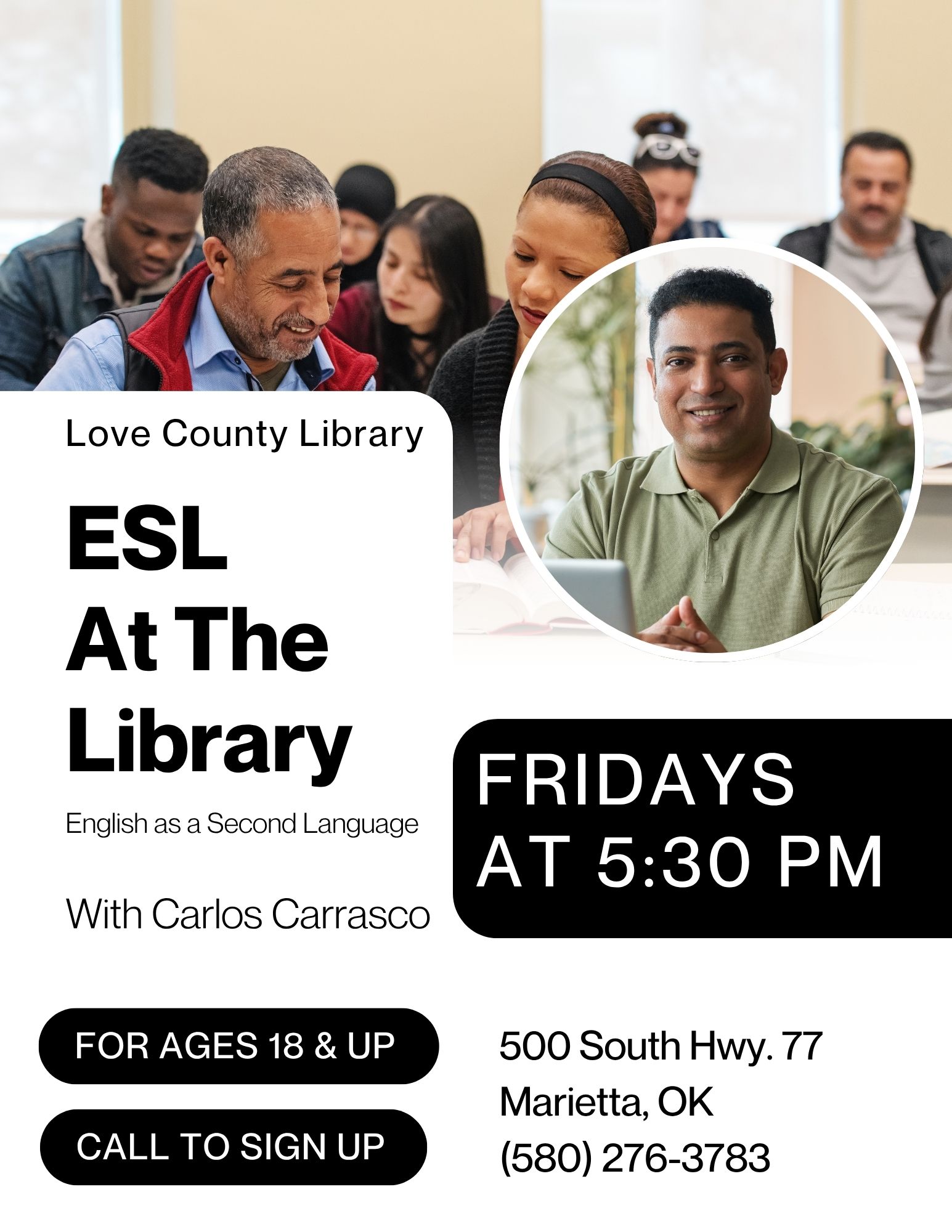 Updated ESL at the Library LCL Flyer 2025 Updated ESL at the Library LCL Flyer 2025