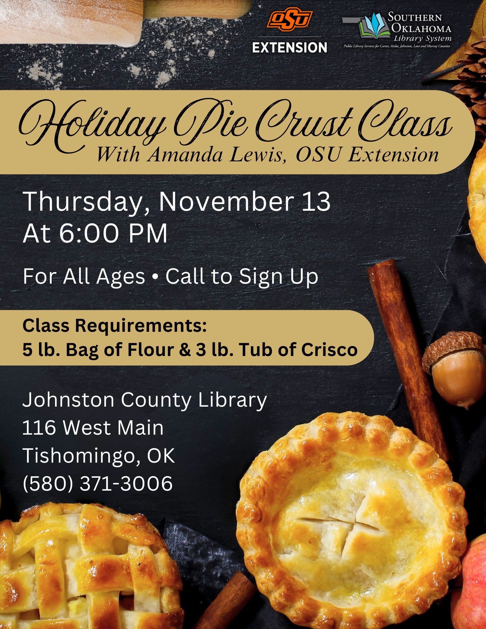 Holiday Pie Crust Class JCL Flyer 2025