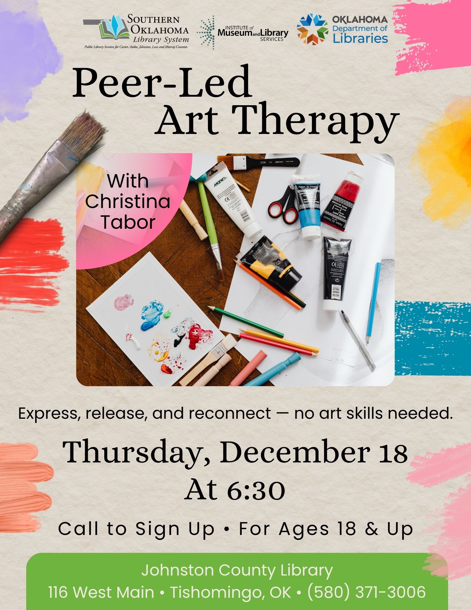 Peer-Led Art Therapy JCL Flyer 2025