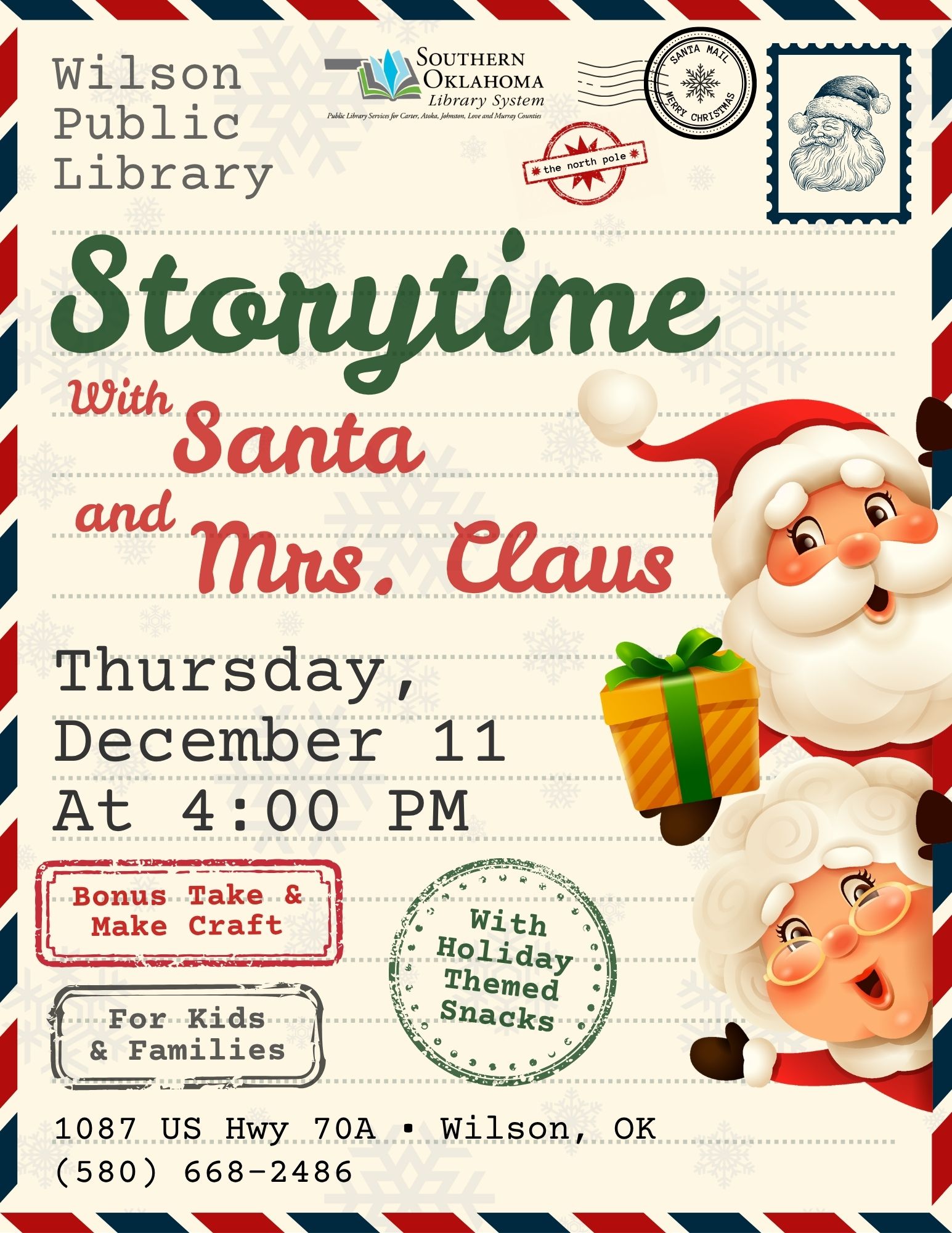 Storytime w Santa & Mrs. Claus WPL Flyer 2025