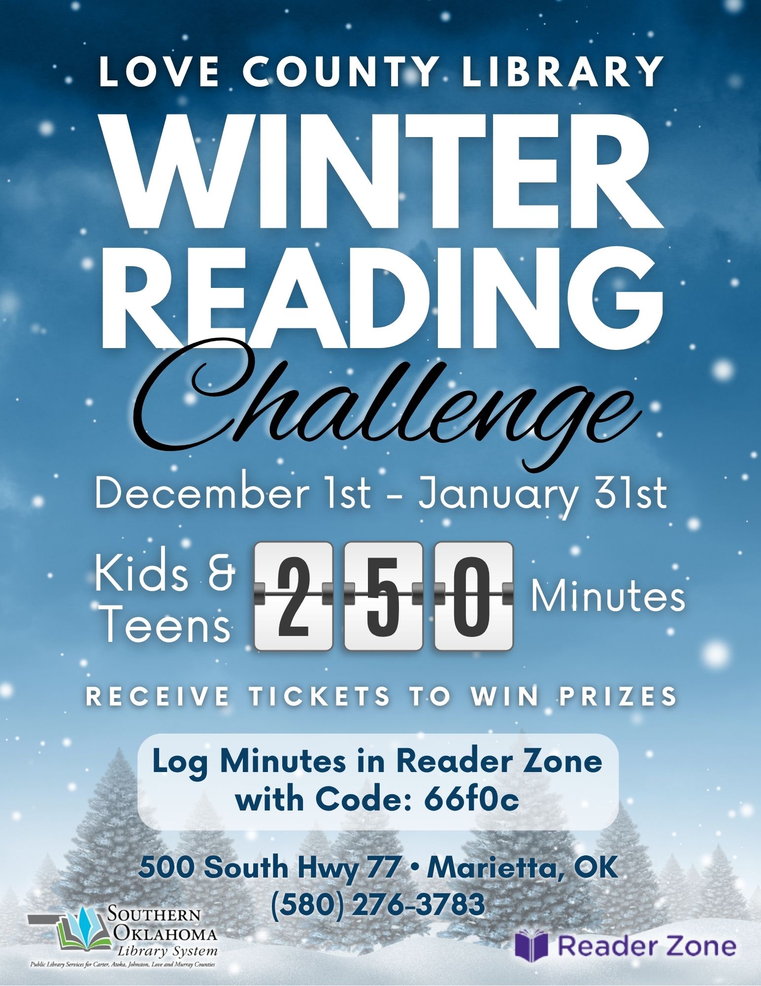 Winter Reading Challenge LCL Flyer 2025