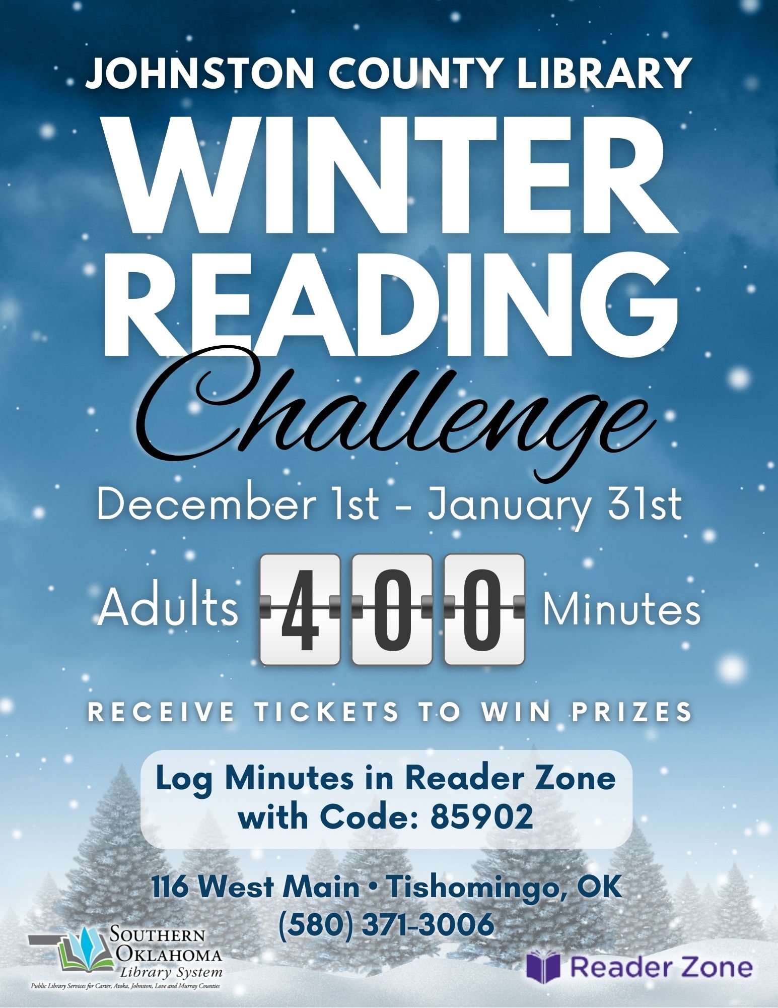 Adult Winter Reading Challenge JCL Flyer 2025