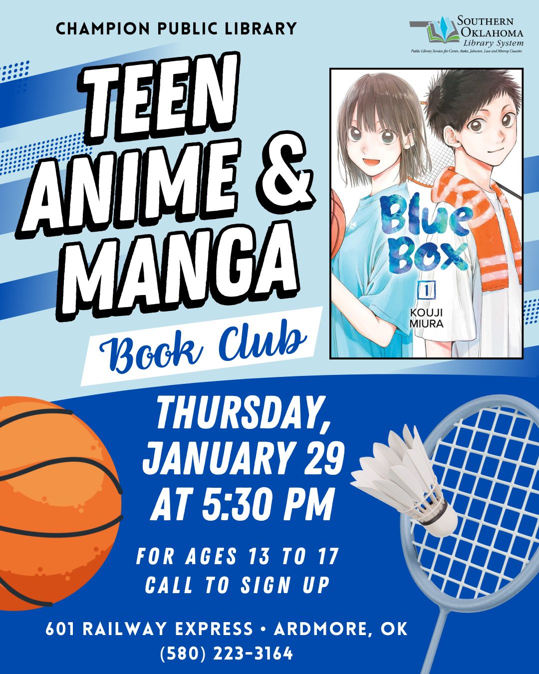 Teen A&M Book Club Blue Box CPL Flyer 2026
