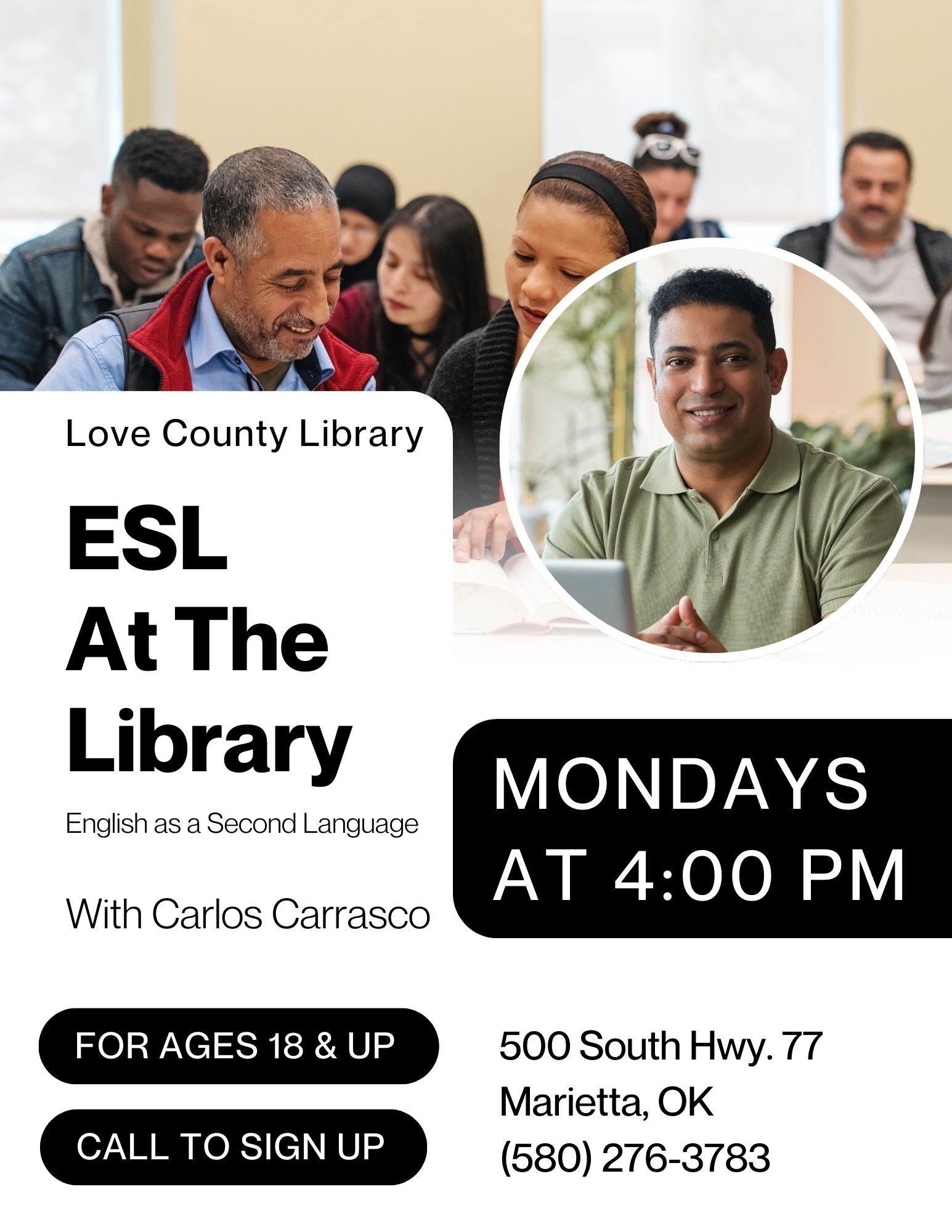 Updated ESL at the Library LCL Flyer 2025 English