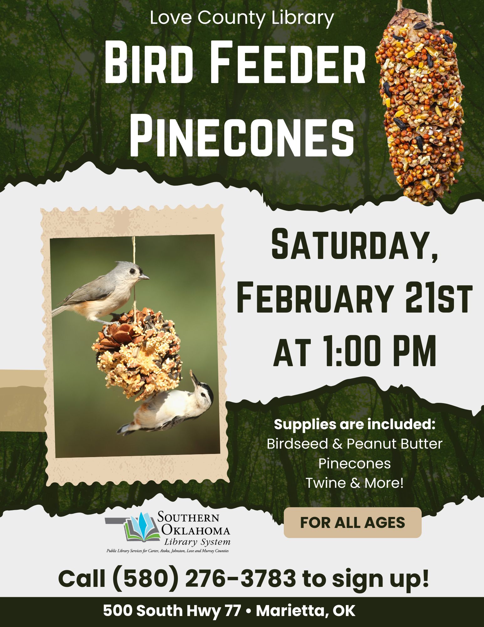 Bird Feeder Craft LCL PR Flyer