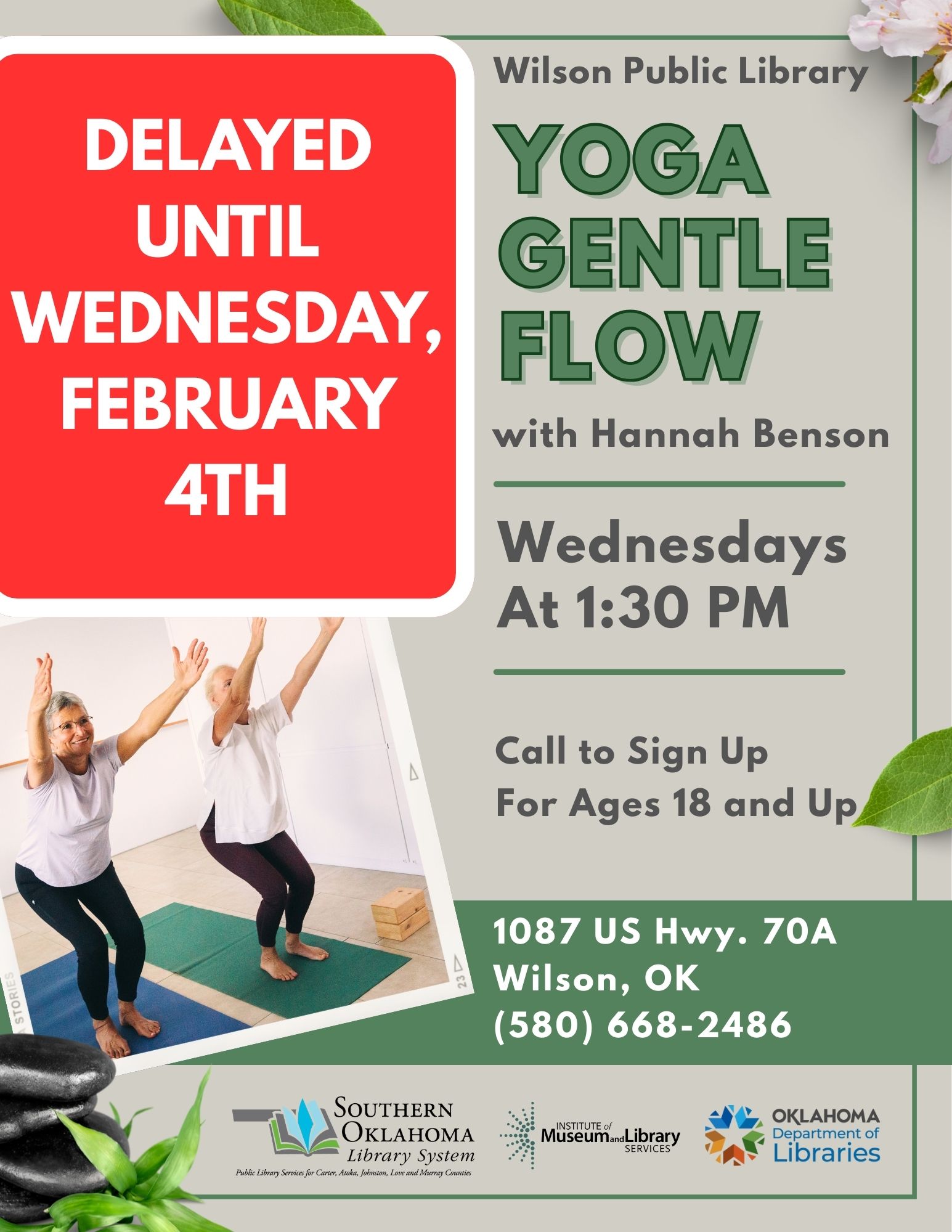(Delay announcement) Yoga Gentle Flow Class WPL Flyer 2026