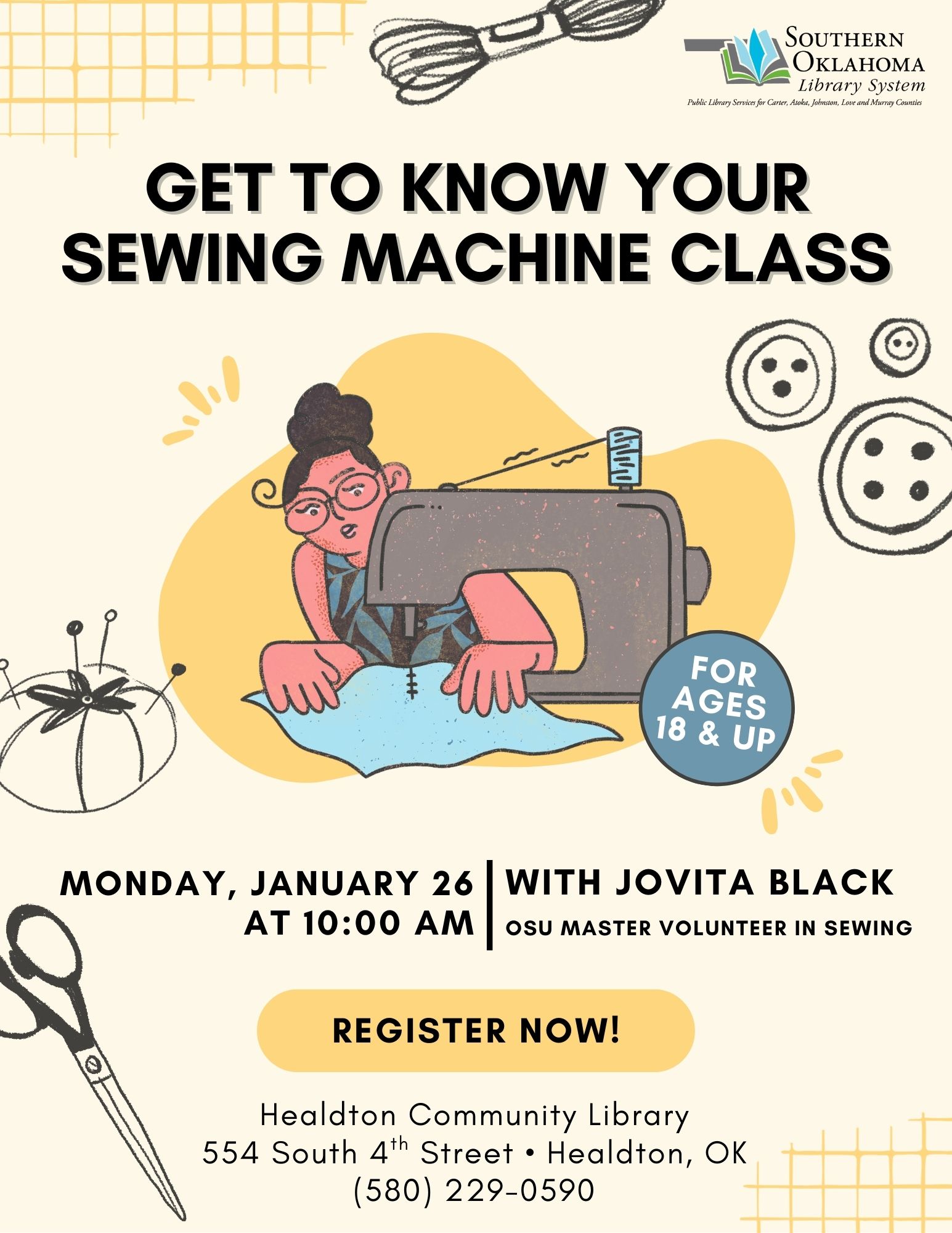 Get to Know Your Sewing Machine HCL Flyer 2026